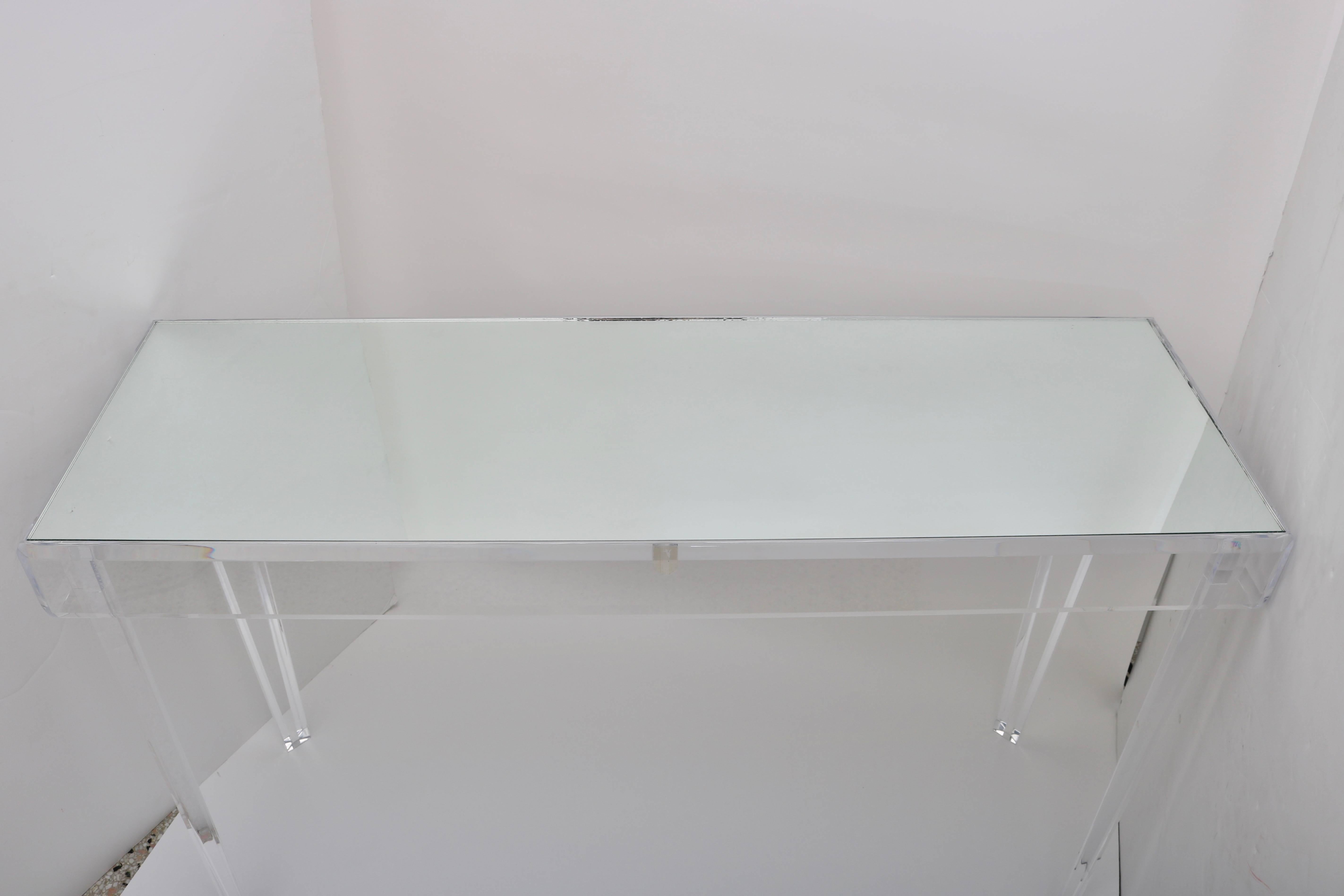 Contemporary Lucite and Glass Rectangular Console Table