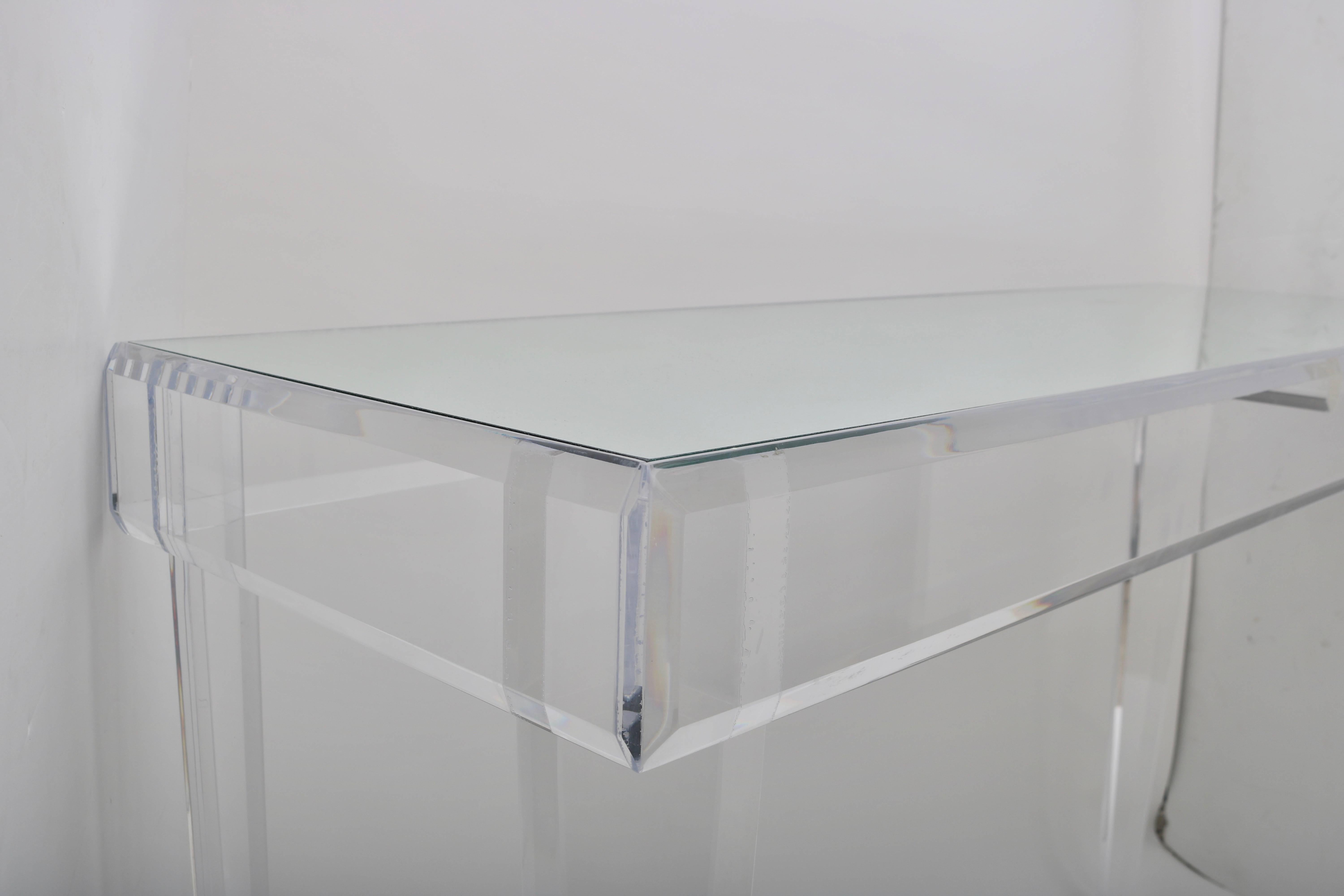 Lucite and Glass Rectangular Console Table 1
