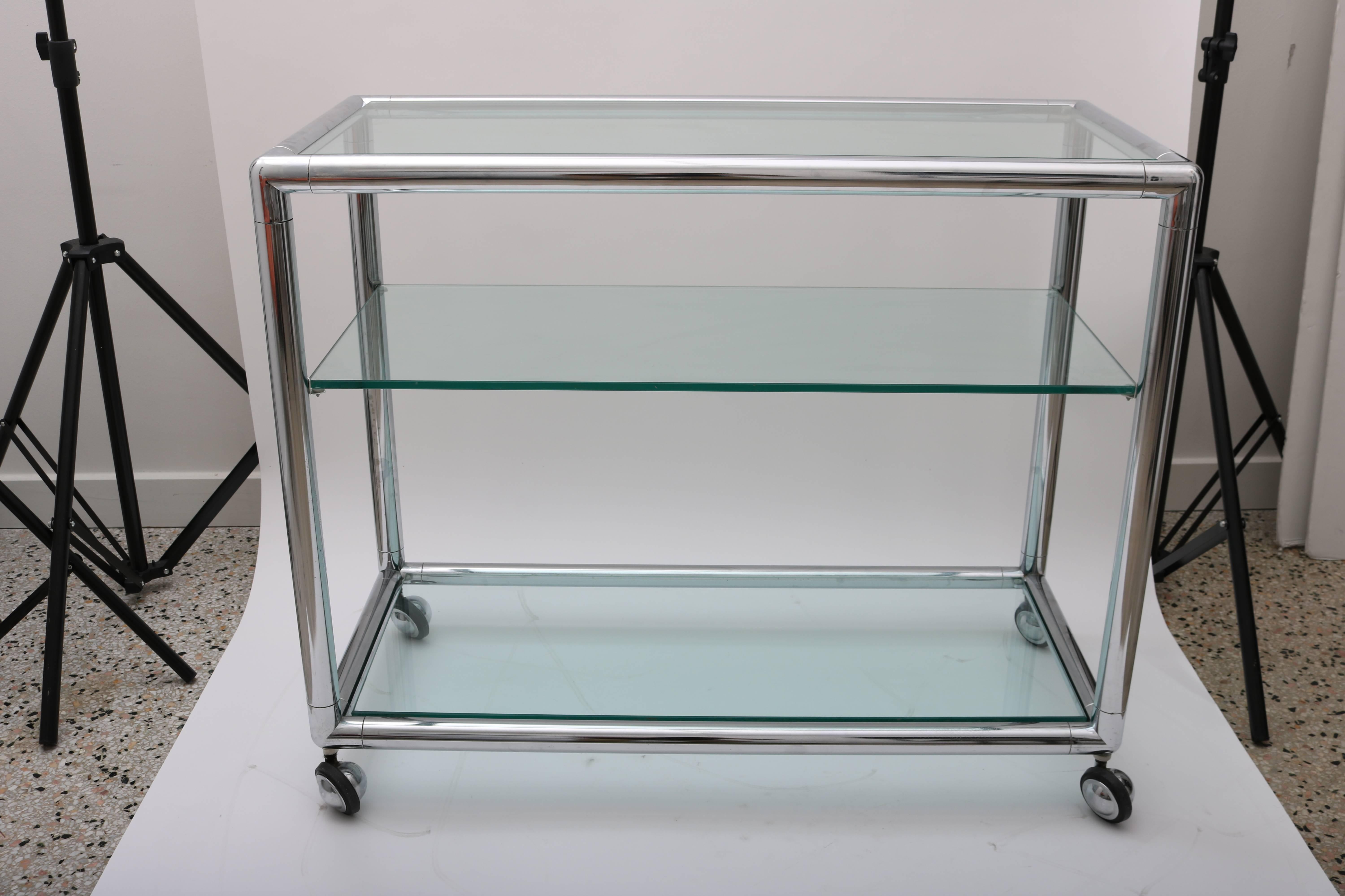 Glass  Polished Chrome Bar Cart