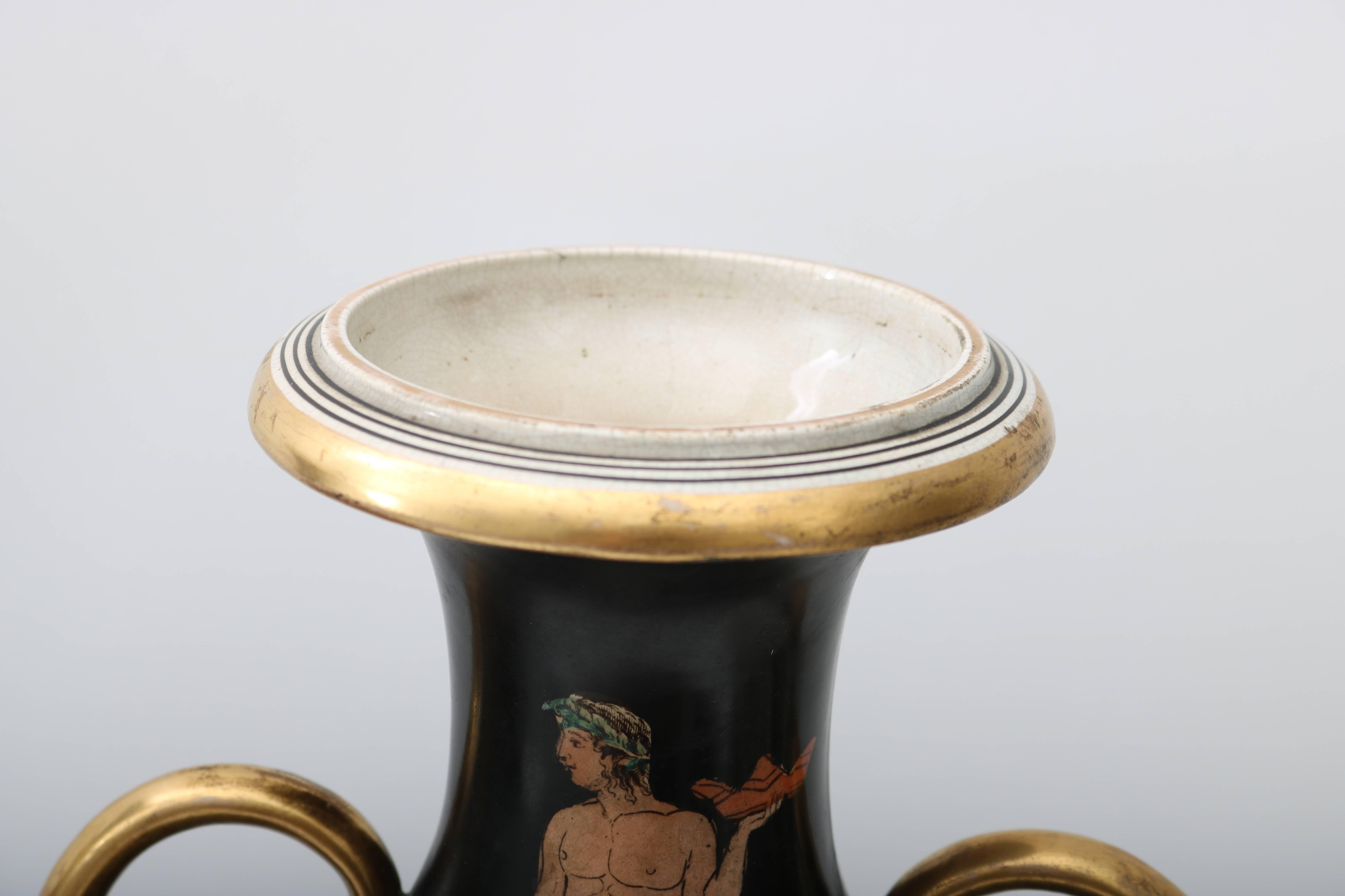 Pair of 19th Century Neo-Classical Grand Tour Porcelain Vases in Black  5