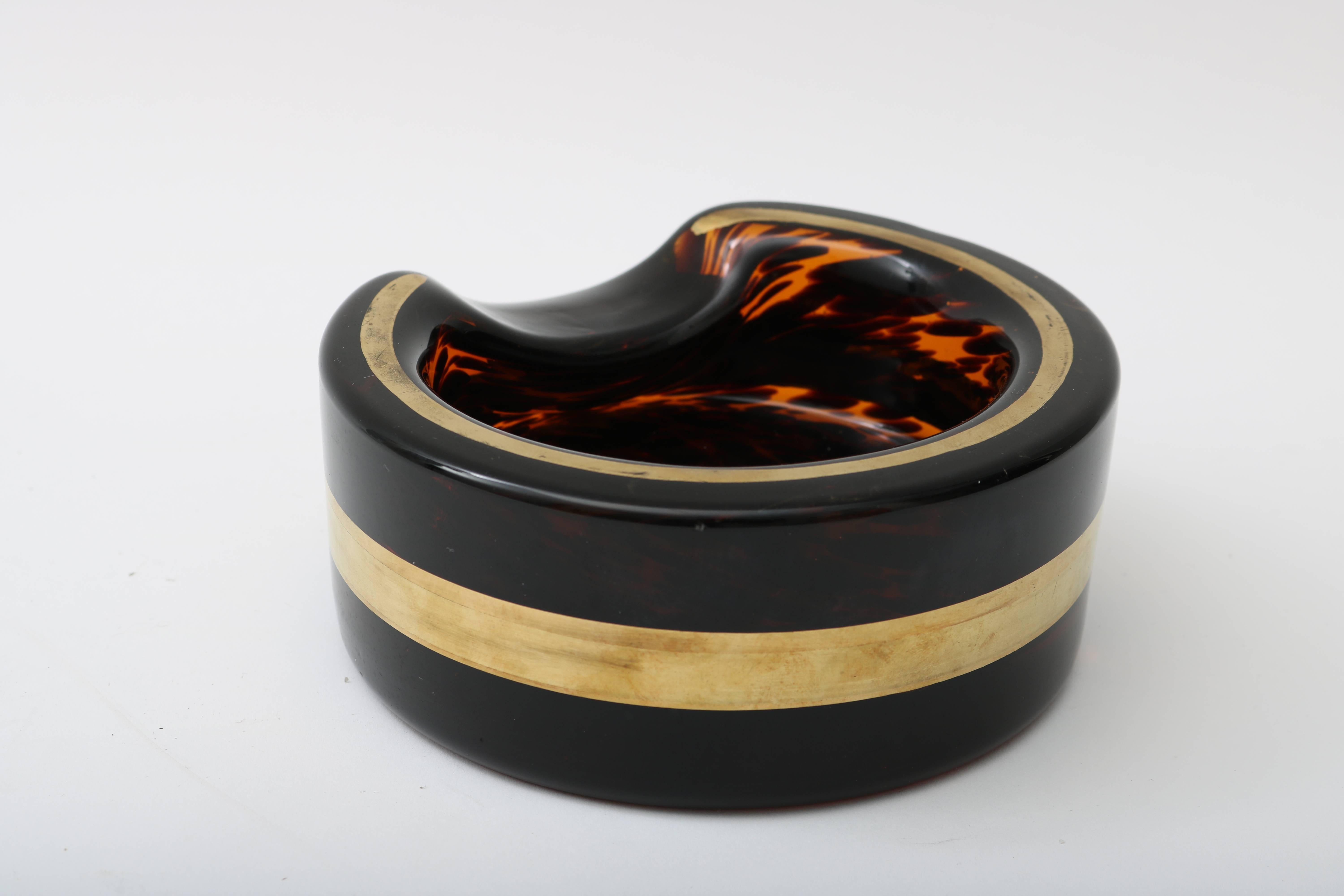 Tortoise and Gold, Murano Glass Cigar Ashtray 1