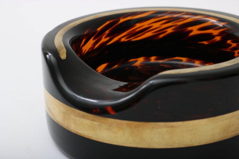 Tortoise and Gold, Murano Glass Cigar Ashtray at 1stDibs