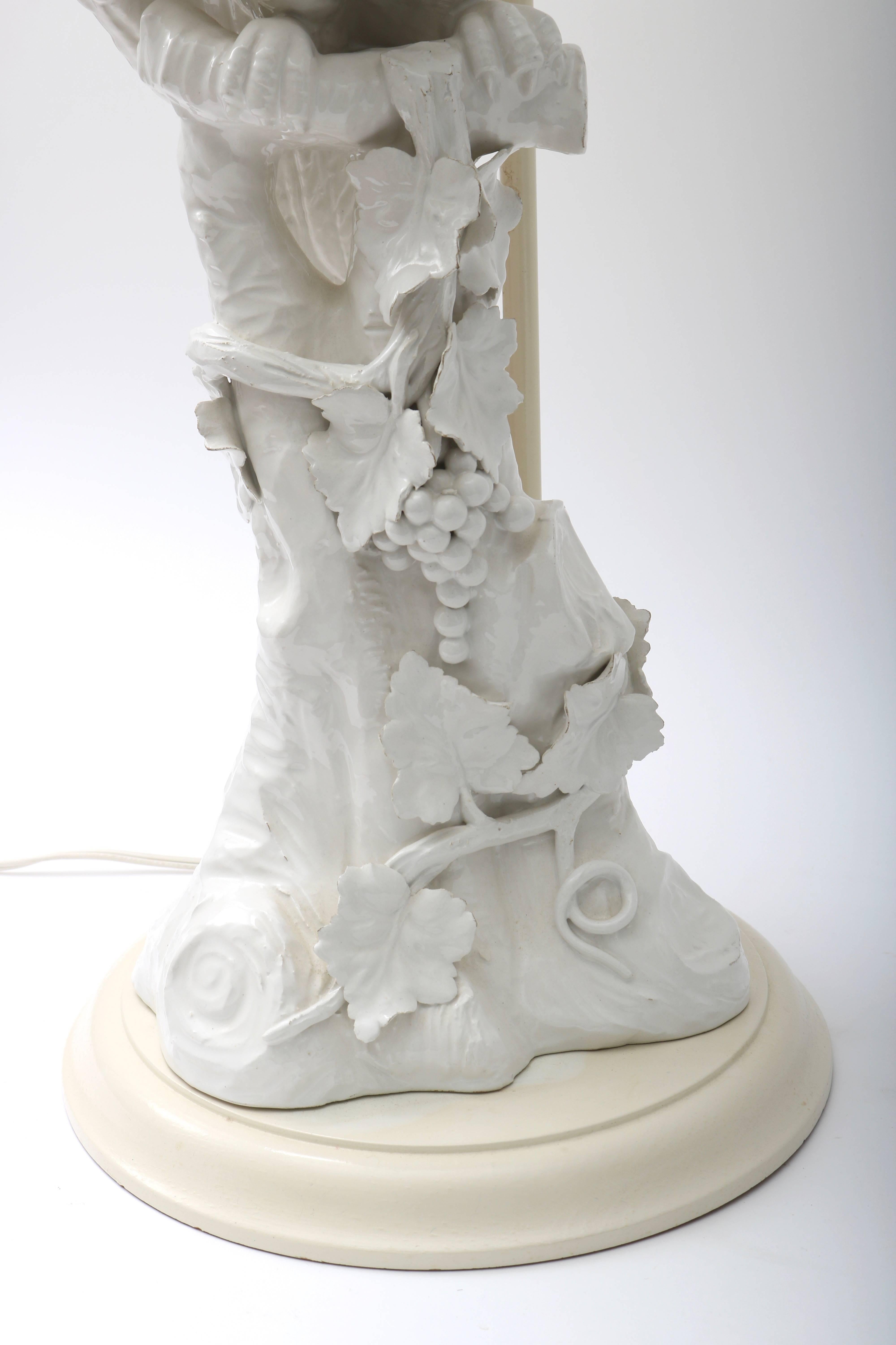 Italian Table Lamp, Parrot Figure in White