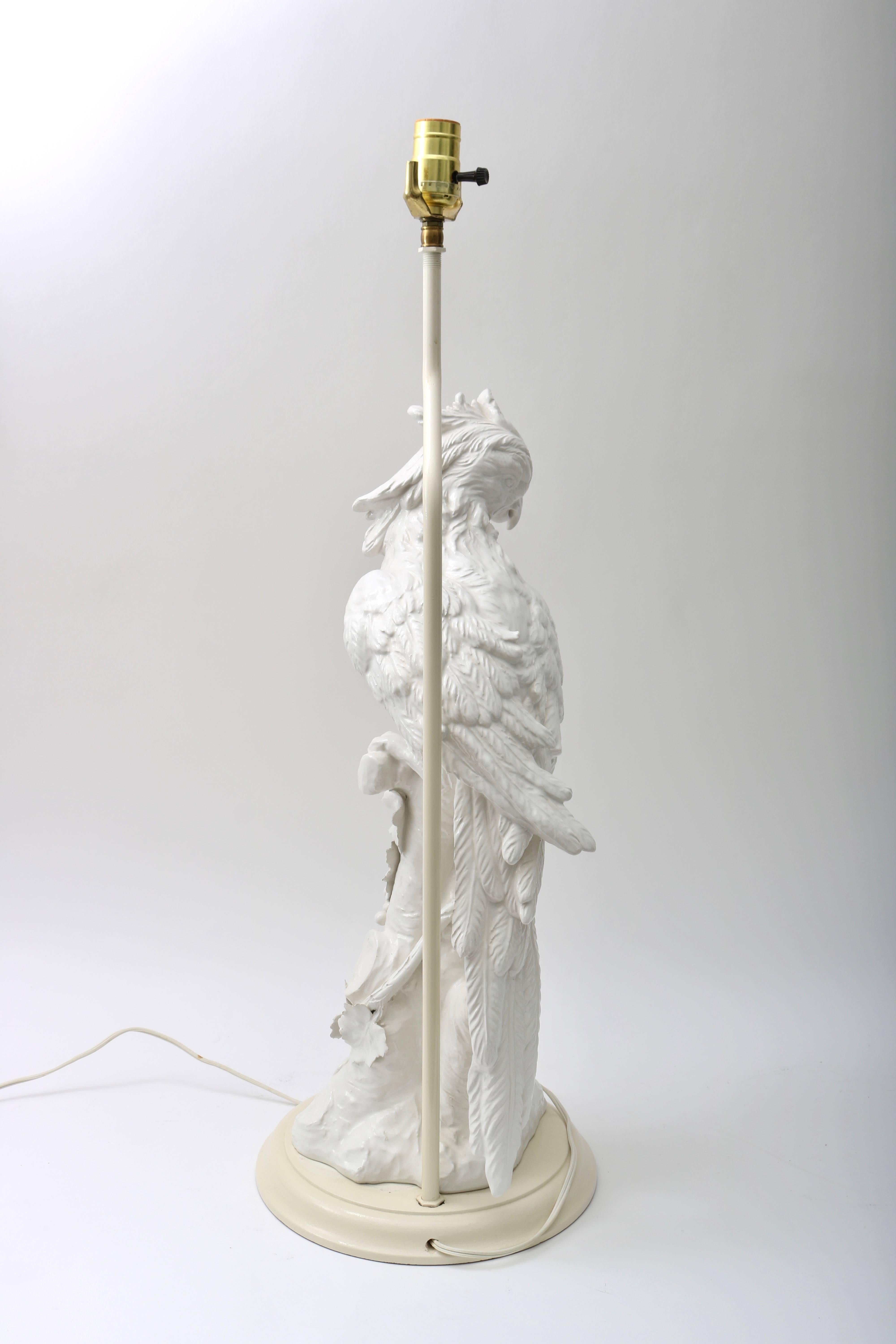 20th Century Table Lamp, Parrot Figure in White