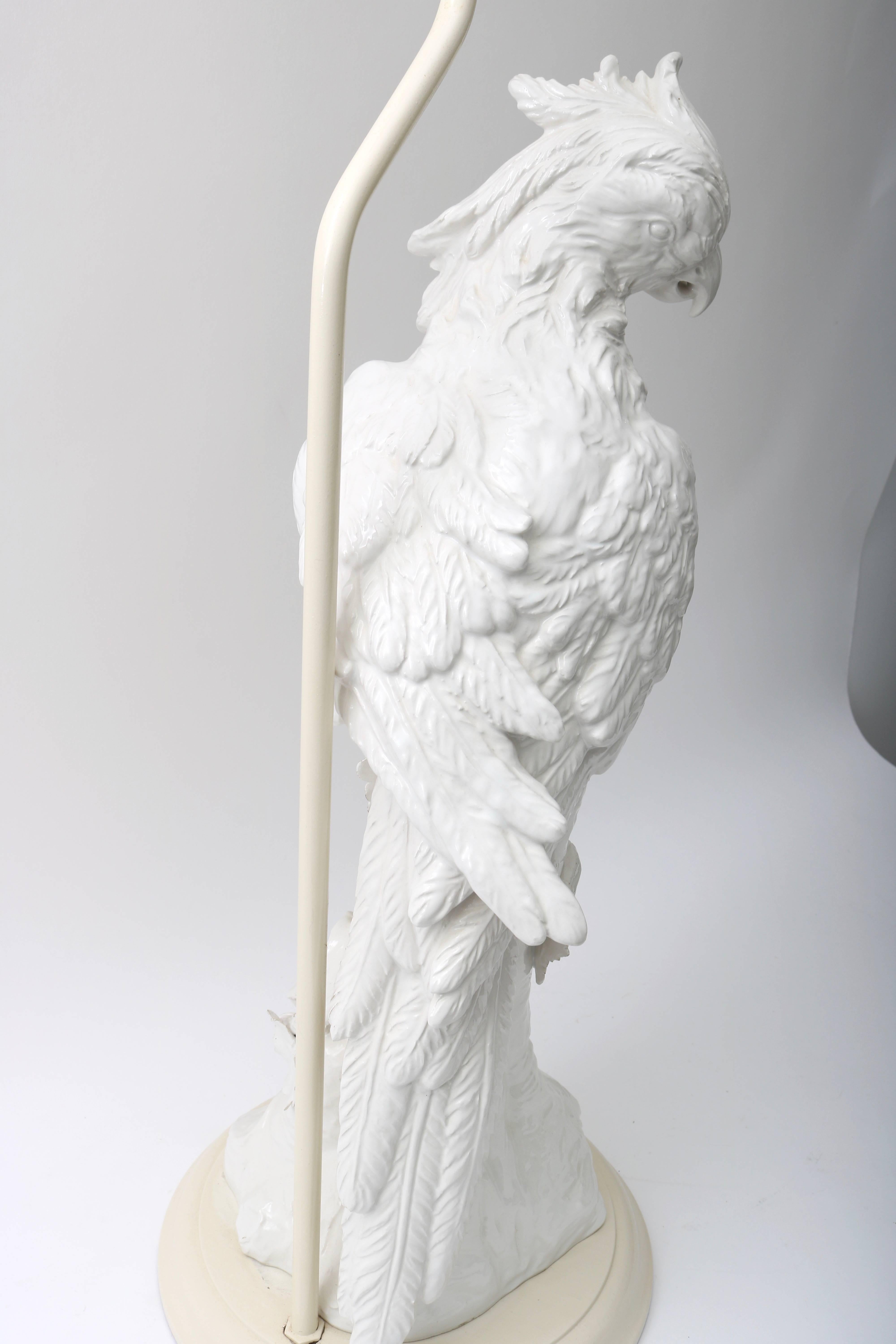 Ceramic Table Lamp, Parrot Figure in White