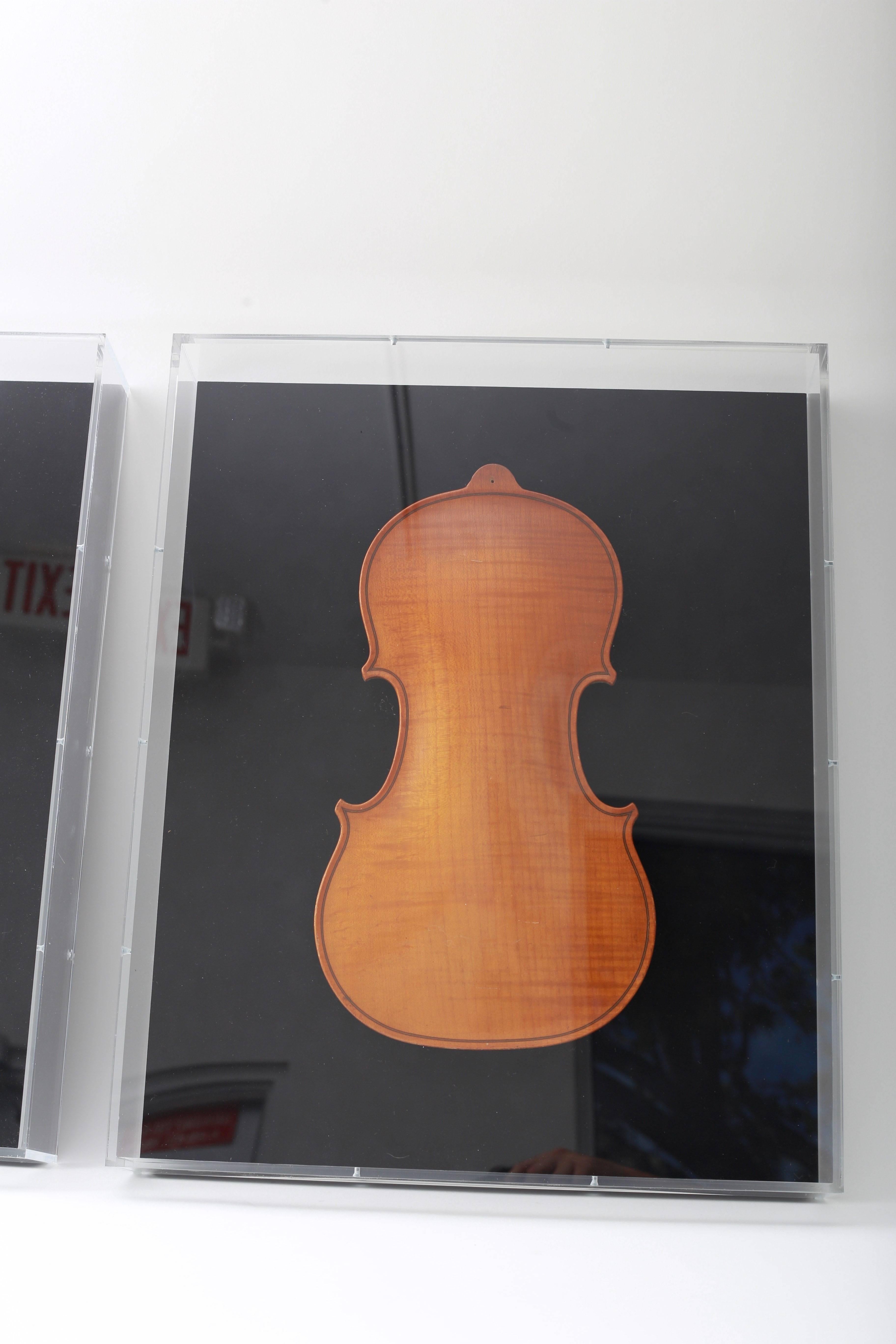 Hand-Crafted Set of Two Framed 19th Century Violin Backs