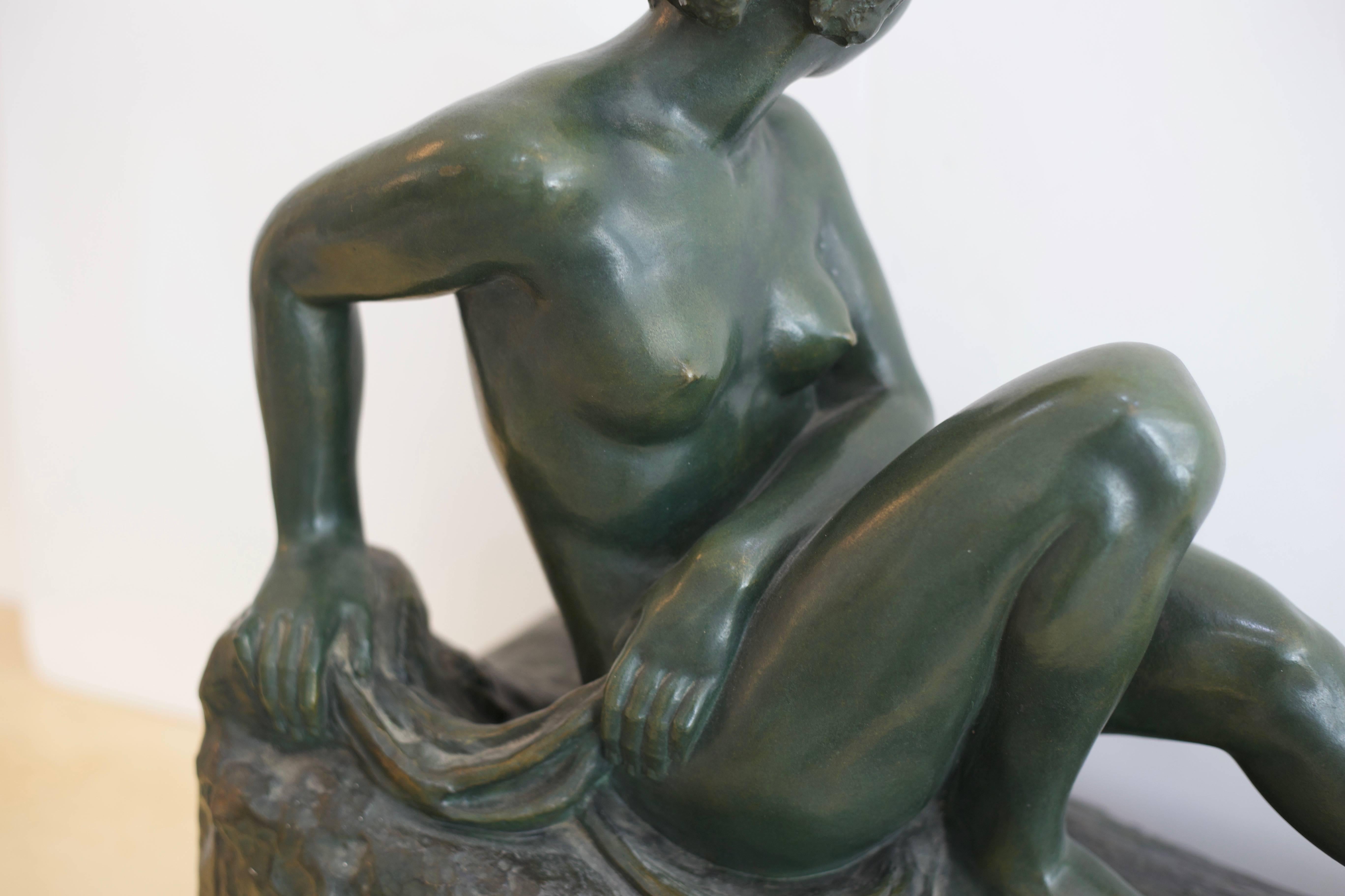 20th Century  Bronze Sculpture of a Reclining Female Nude 