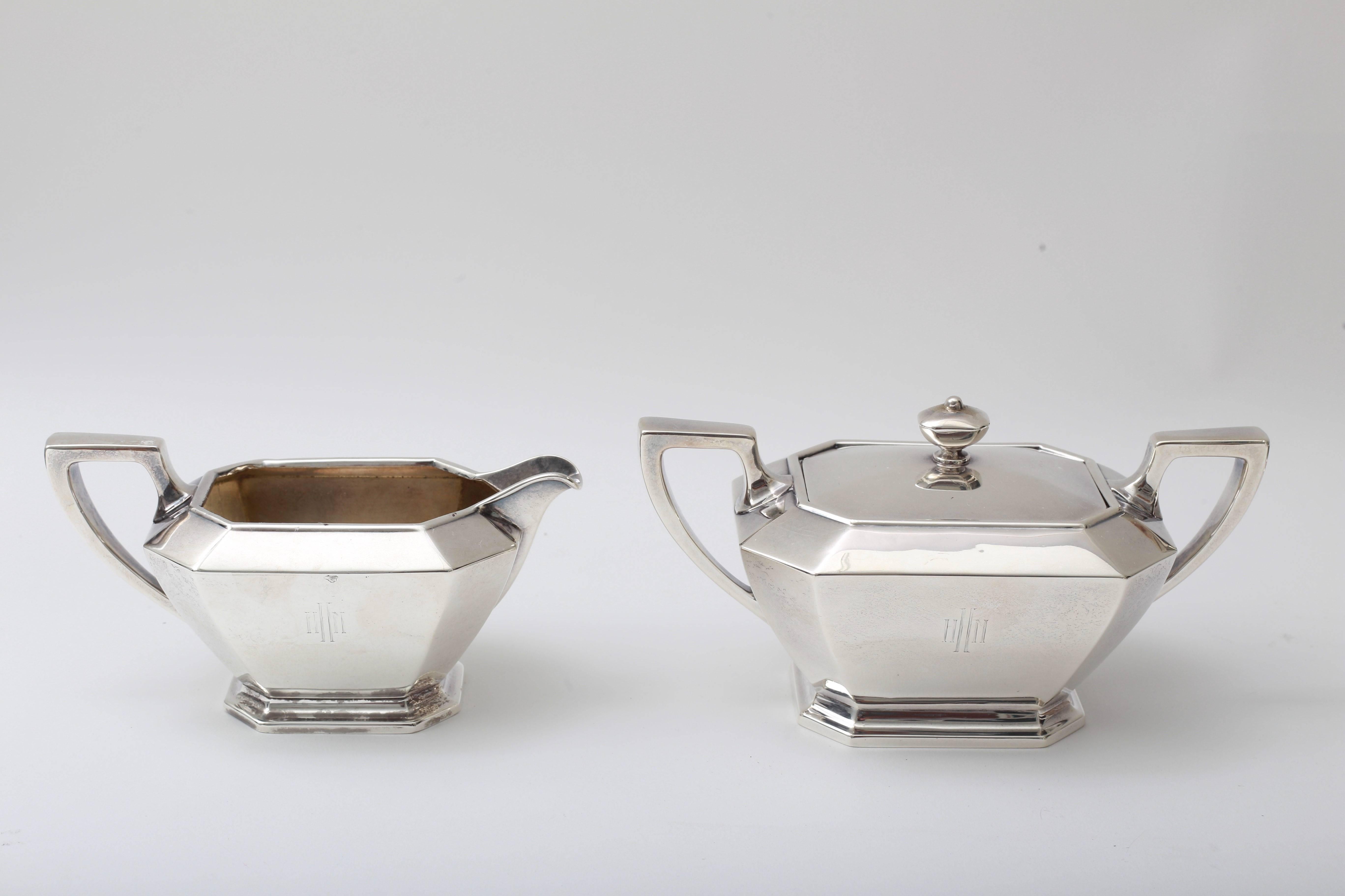 20th Century Art Deco Sterling Silver Five-Piece Coffee Tea Service 