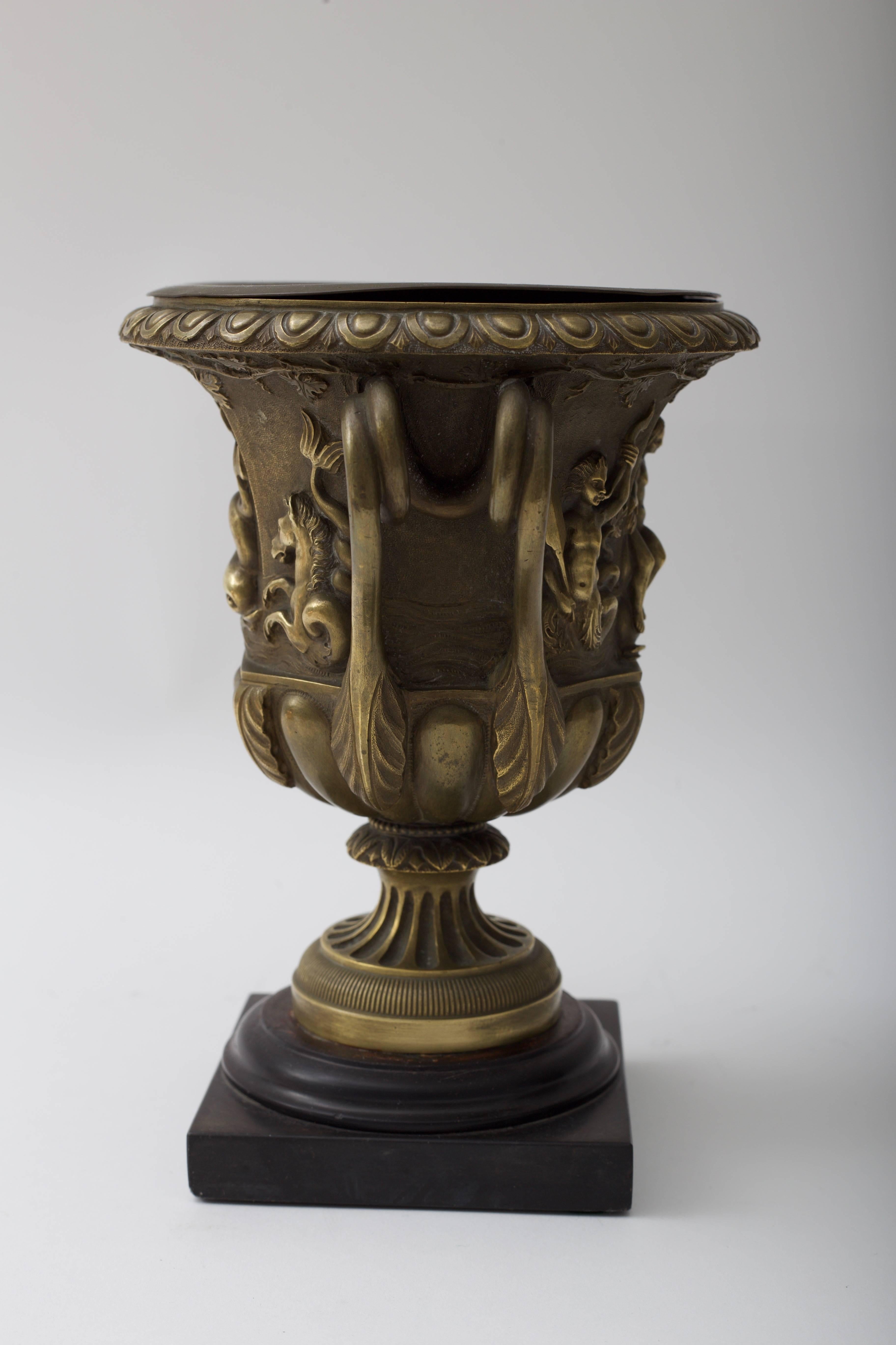 Italian Pair of Bronze Urn-Form Vases 