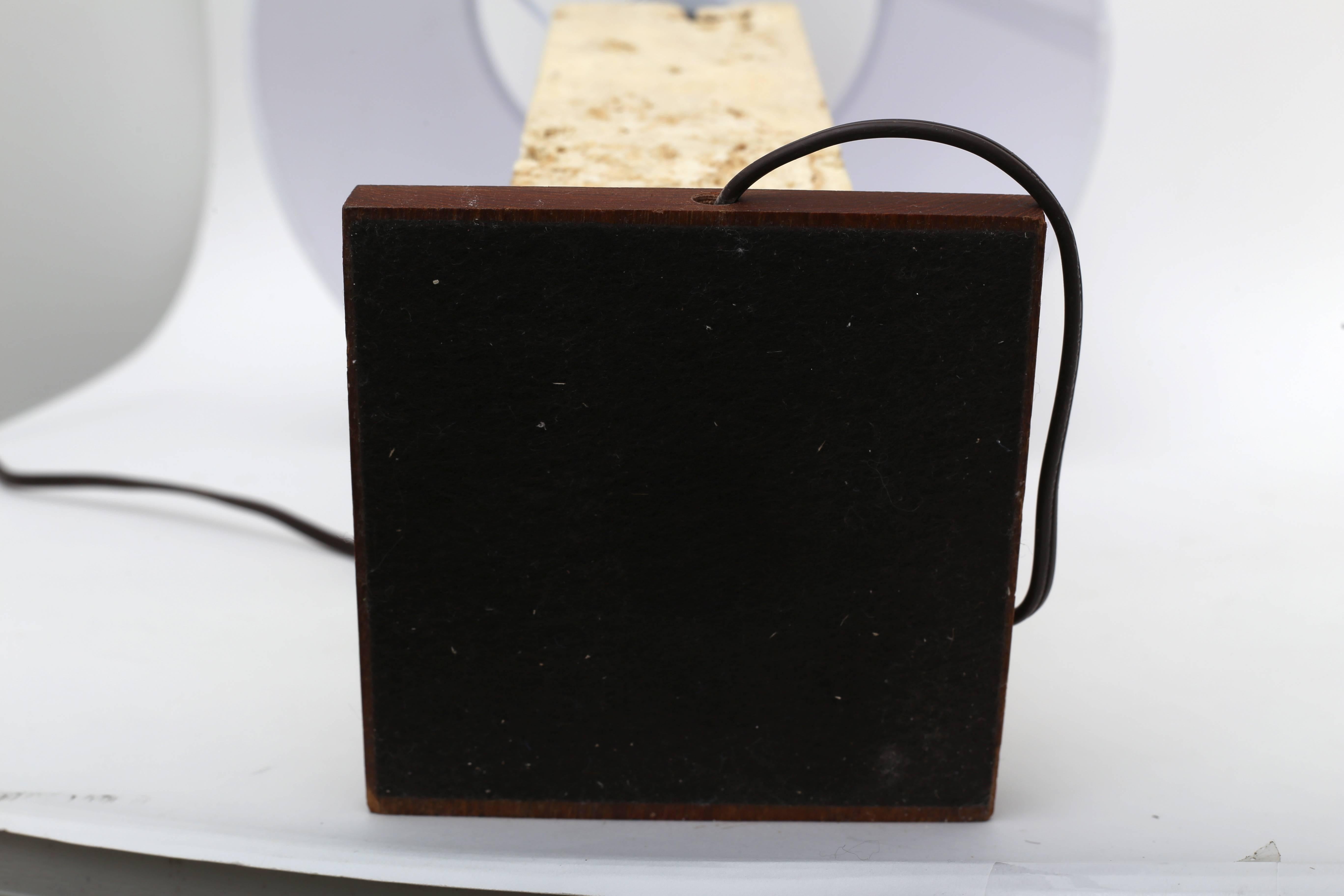 Pair of Coquina Stone and Teak Table Lamp 4