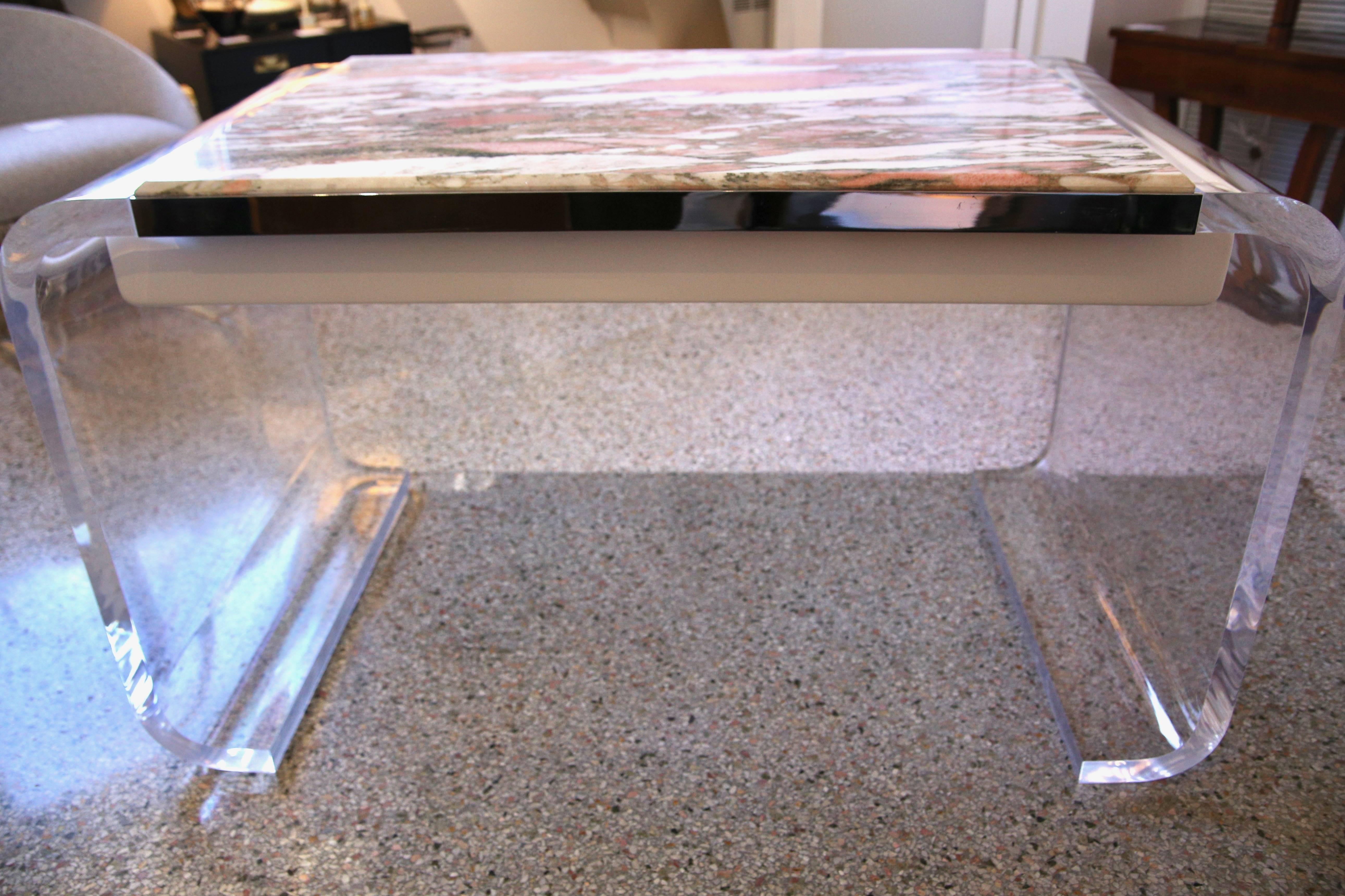 Vanity-Desk in Lucite and Marble 1