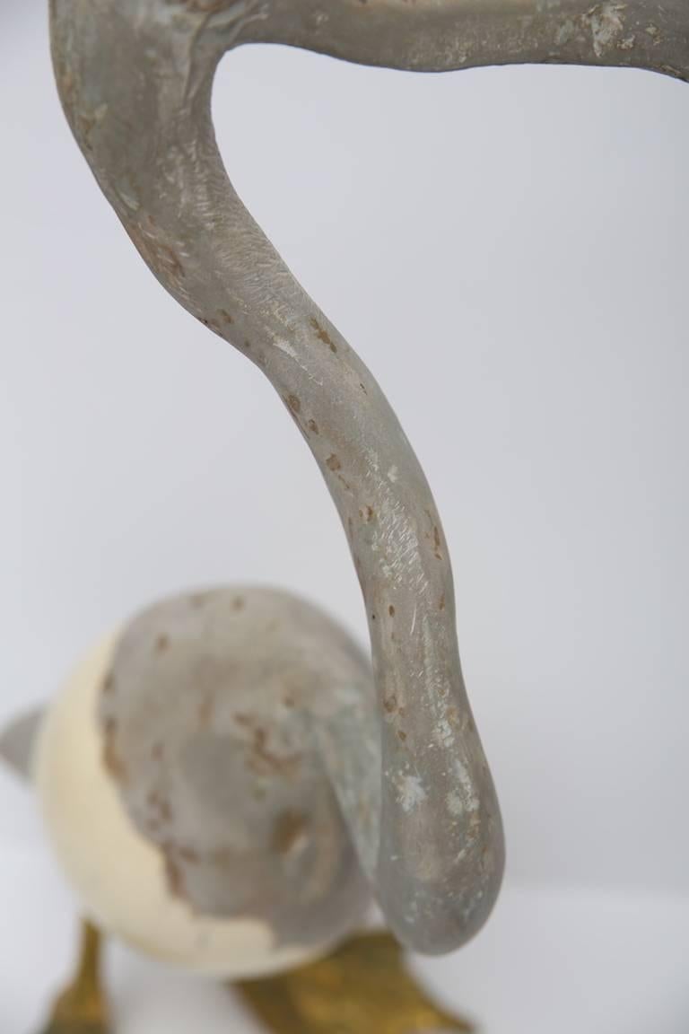 Organic Modern Artisan Sculpture of a Herron with an Ostrich Egg Body