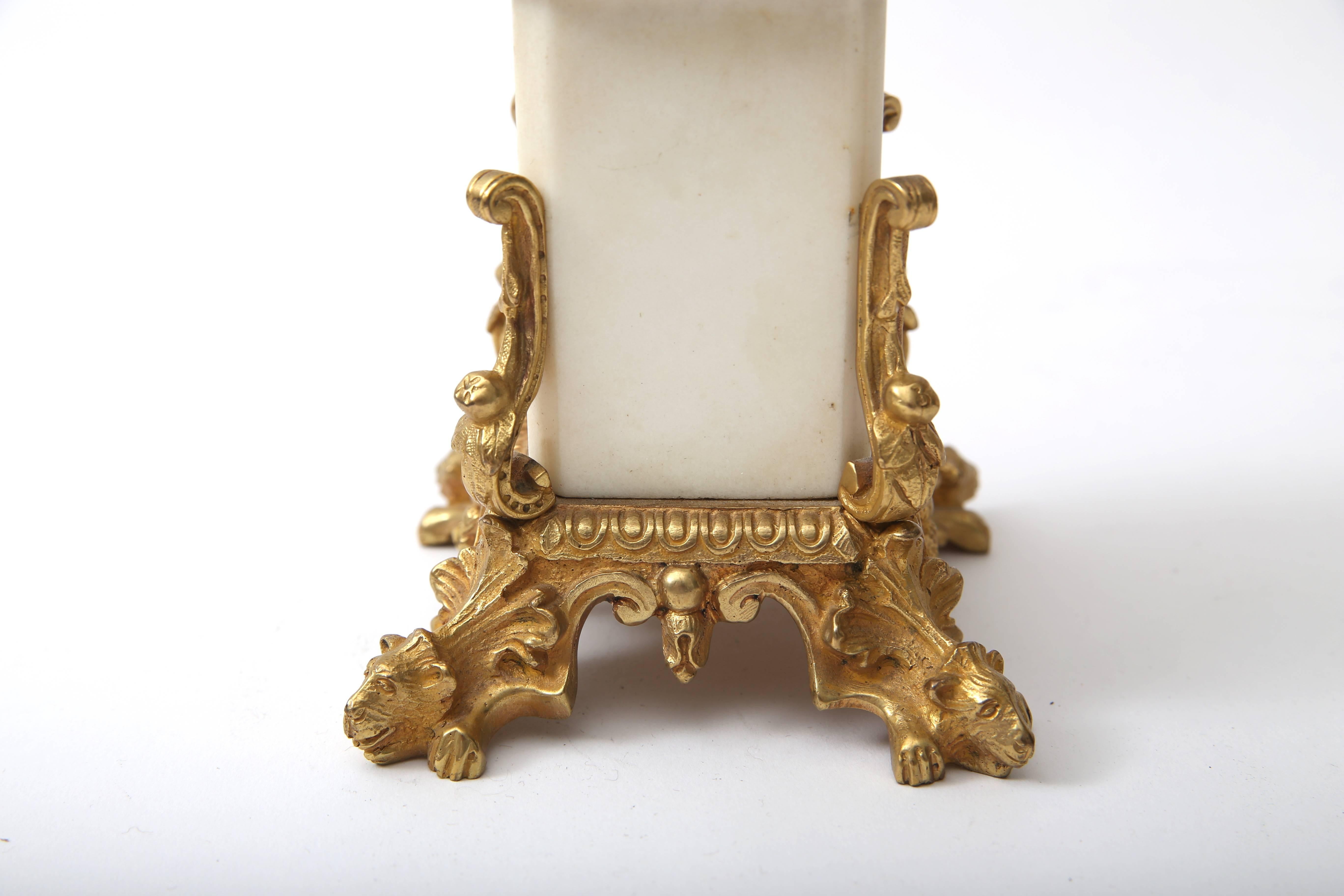 Pair of 19th Century Napoleon III Style Fireplace Garnitures in Gilt Gold In Good Condition In West Palm Beach, FL