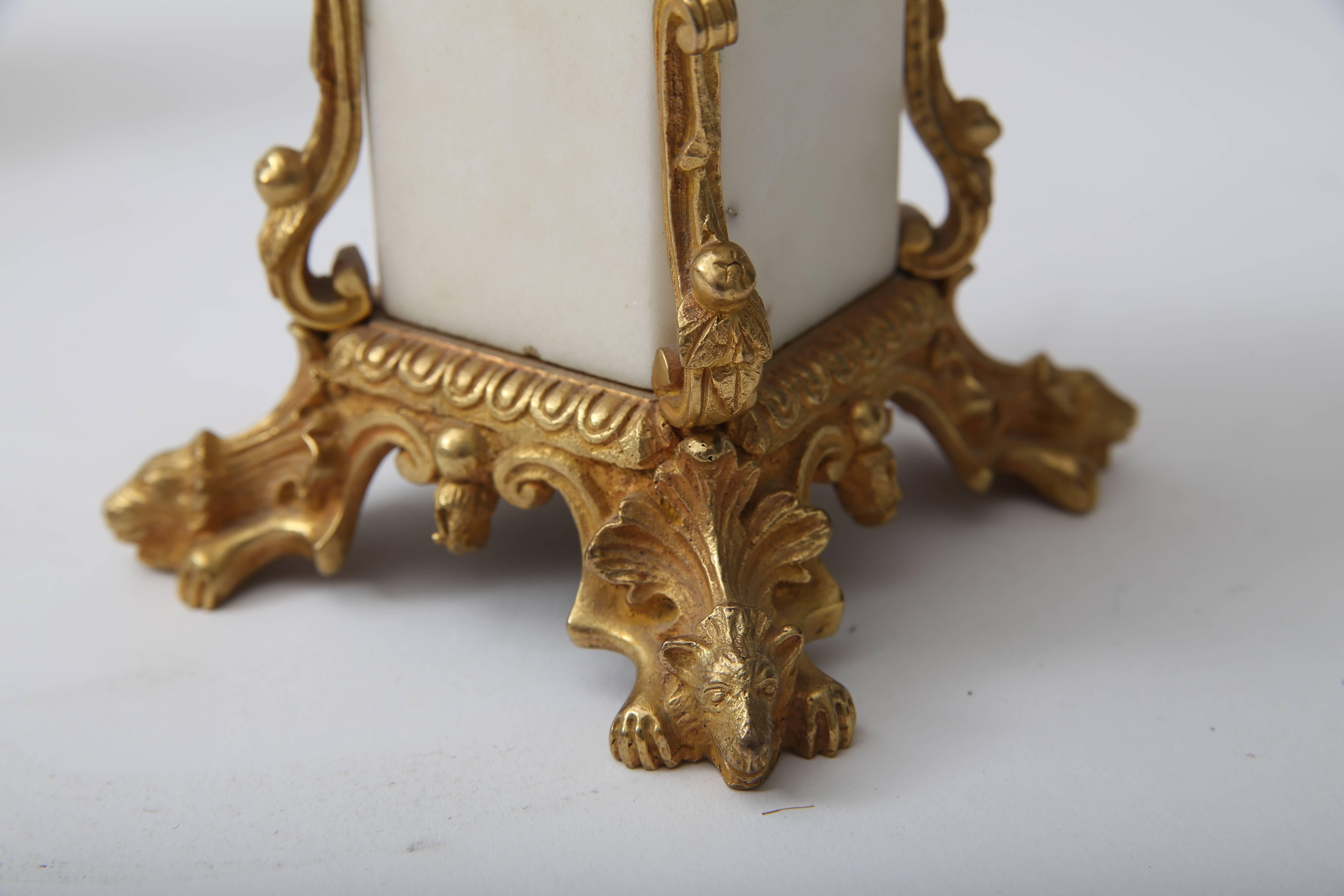 Pair of 19th Century Napoleon III Style Fireplace Garnitures in Gilt Gold 1