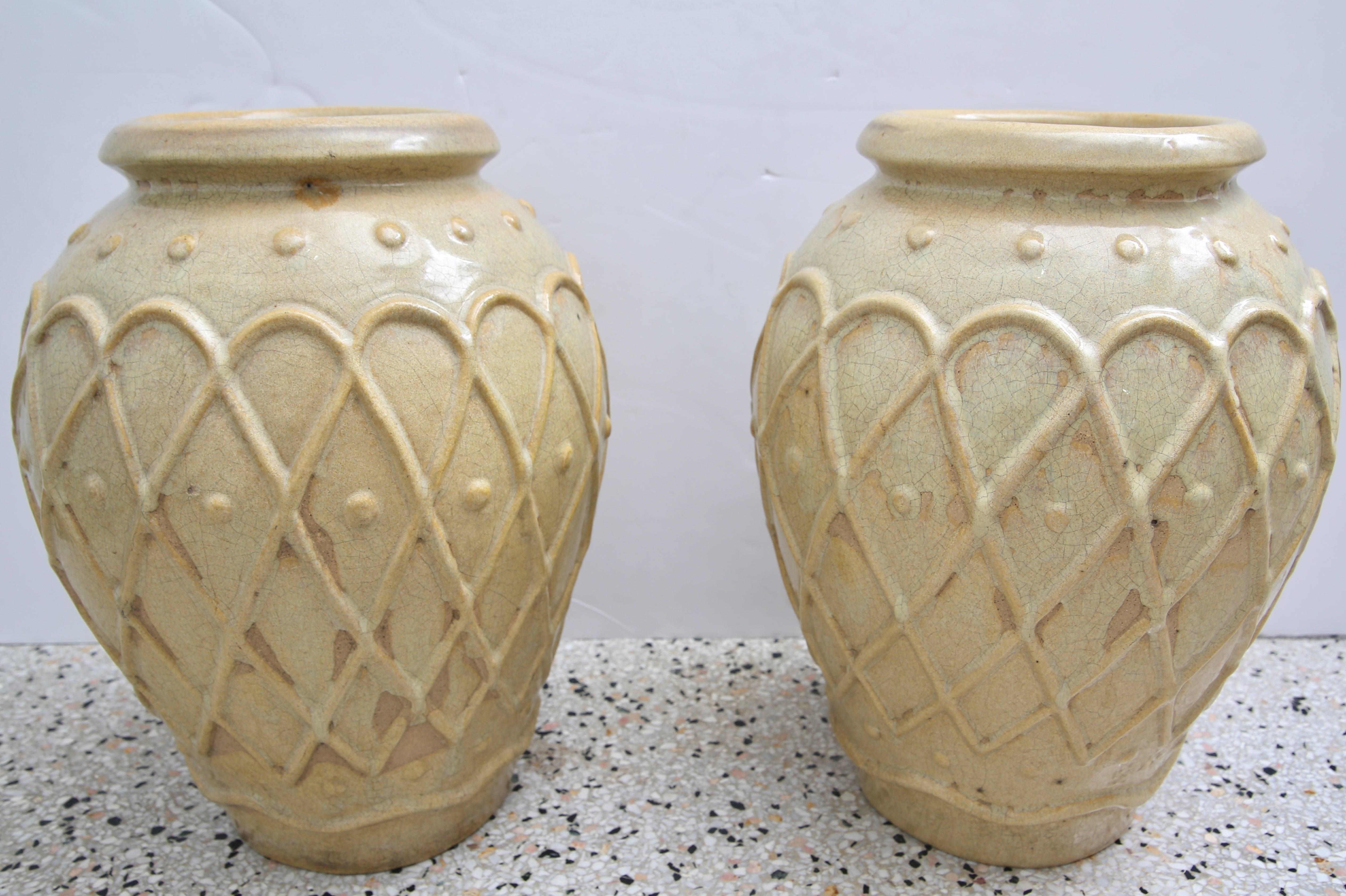 Set of Two Glazed Pottery Urns  3