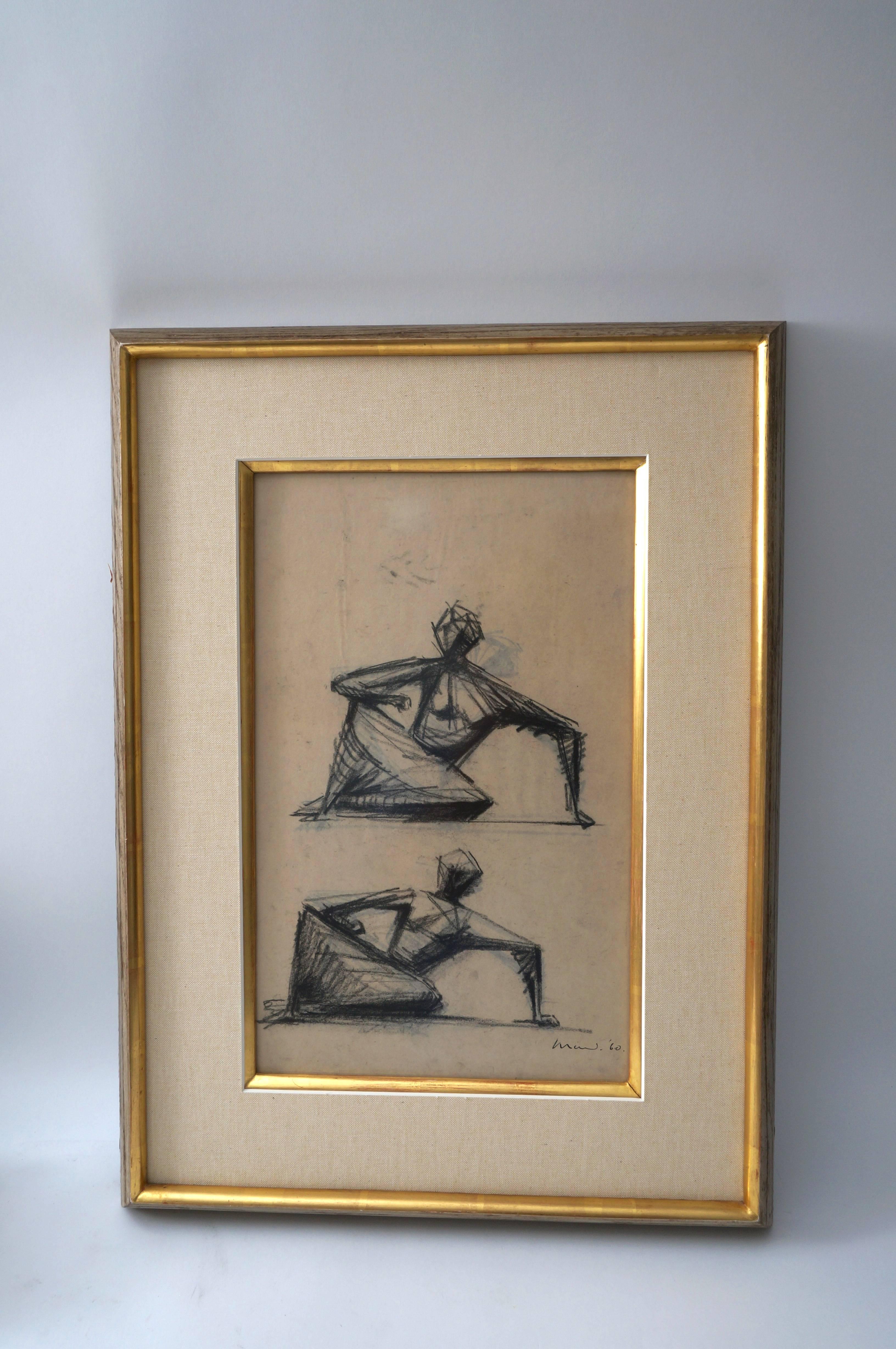 This stylish charcoal and pencil drawing by Frederick Edward McWilliam dates to the early 1960s and was acquired from a NYC estate.

Title: Two Seated Figures

Circa 1960's

Signed: F.E. McWilliam

Note: Image dimensions: 16.50