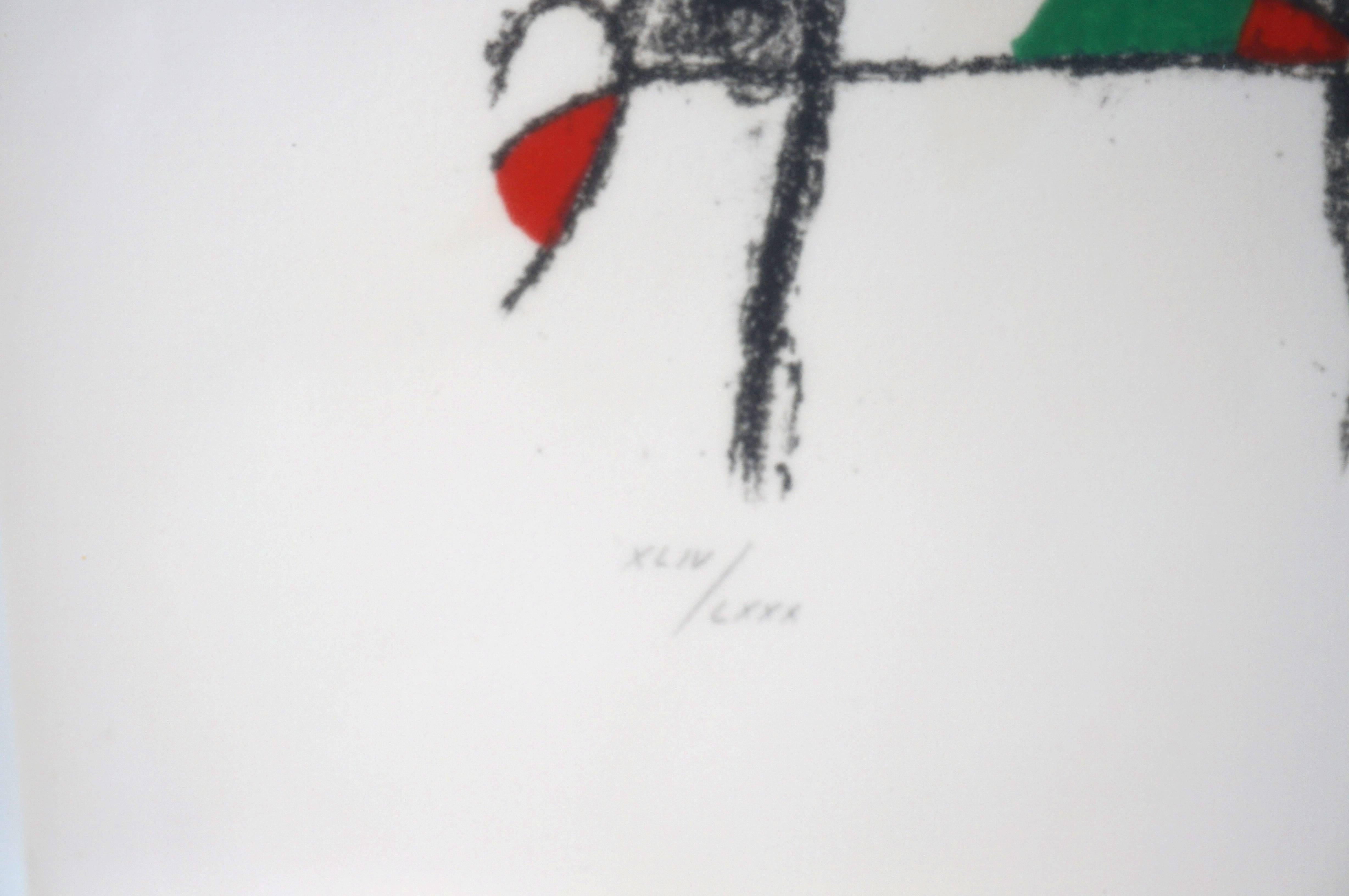 20ième siècle Lithographie de Joan Miro, vers 1975, Lithographies II, planche 10 en vente