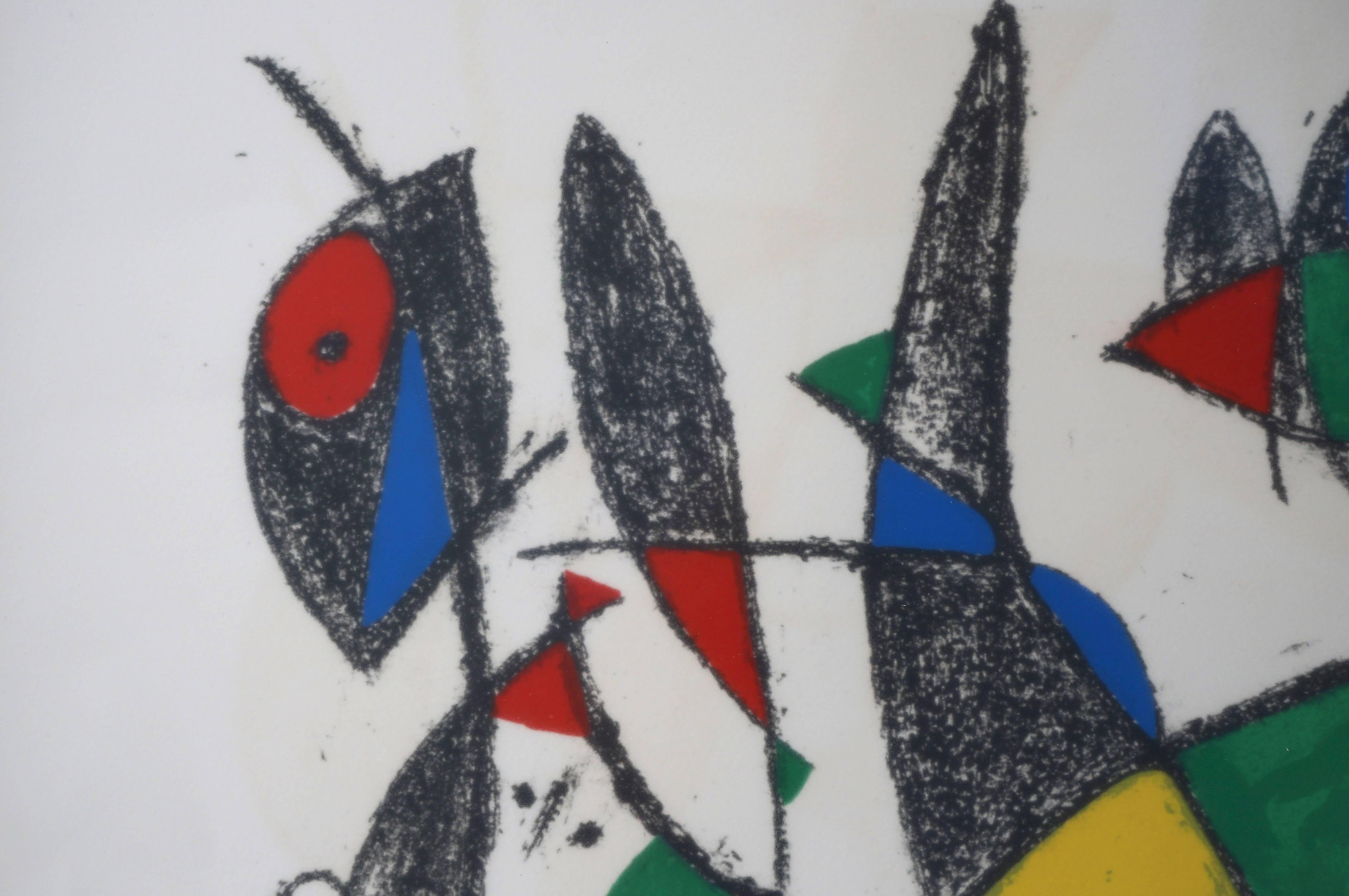 Mid-Century Modern Lithograph by Joan Miro, circa 1975, Lithographs II, Plate 10 For Sale