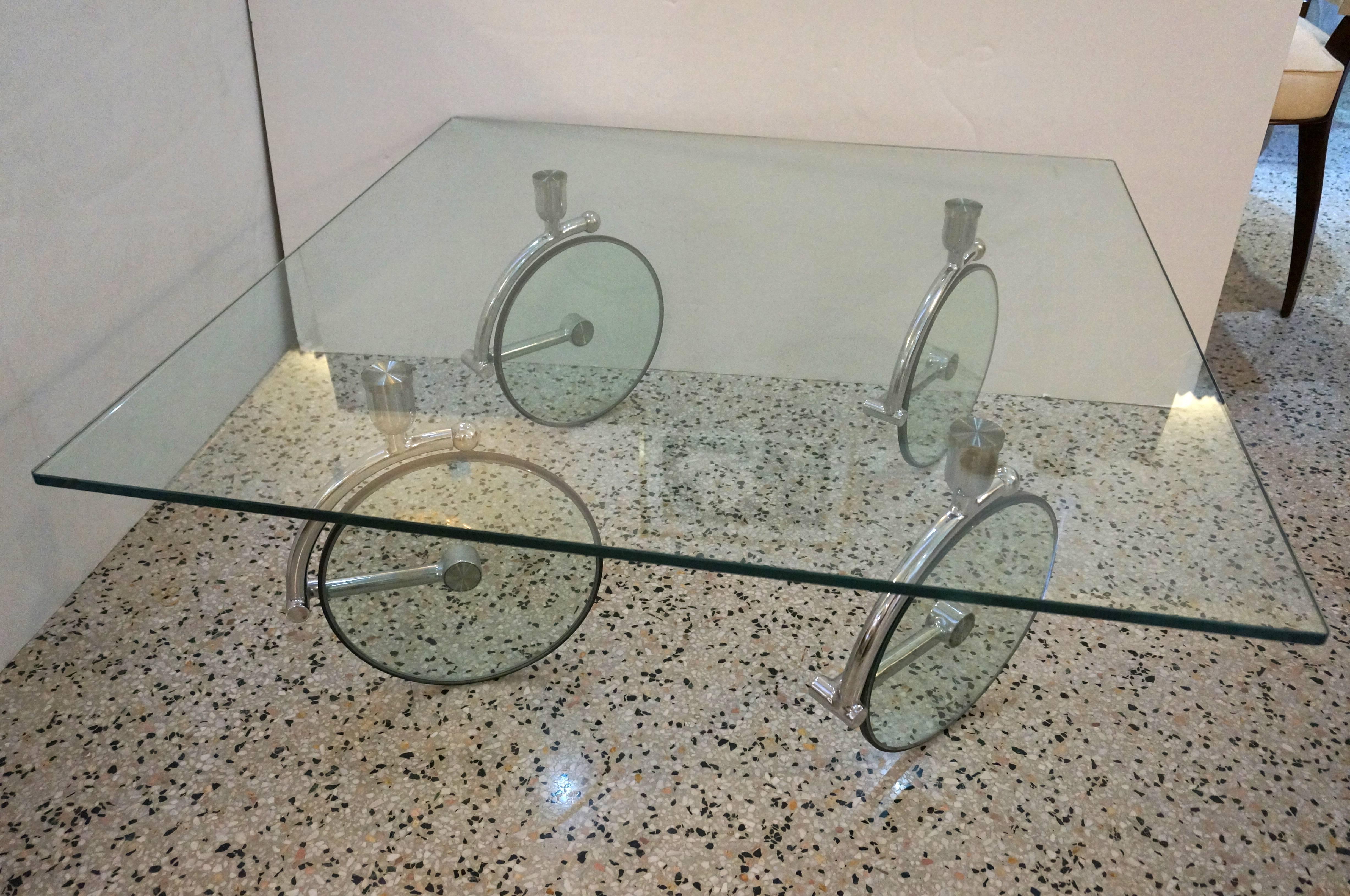 Square Cocktail Table in Glass and Chrome  1