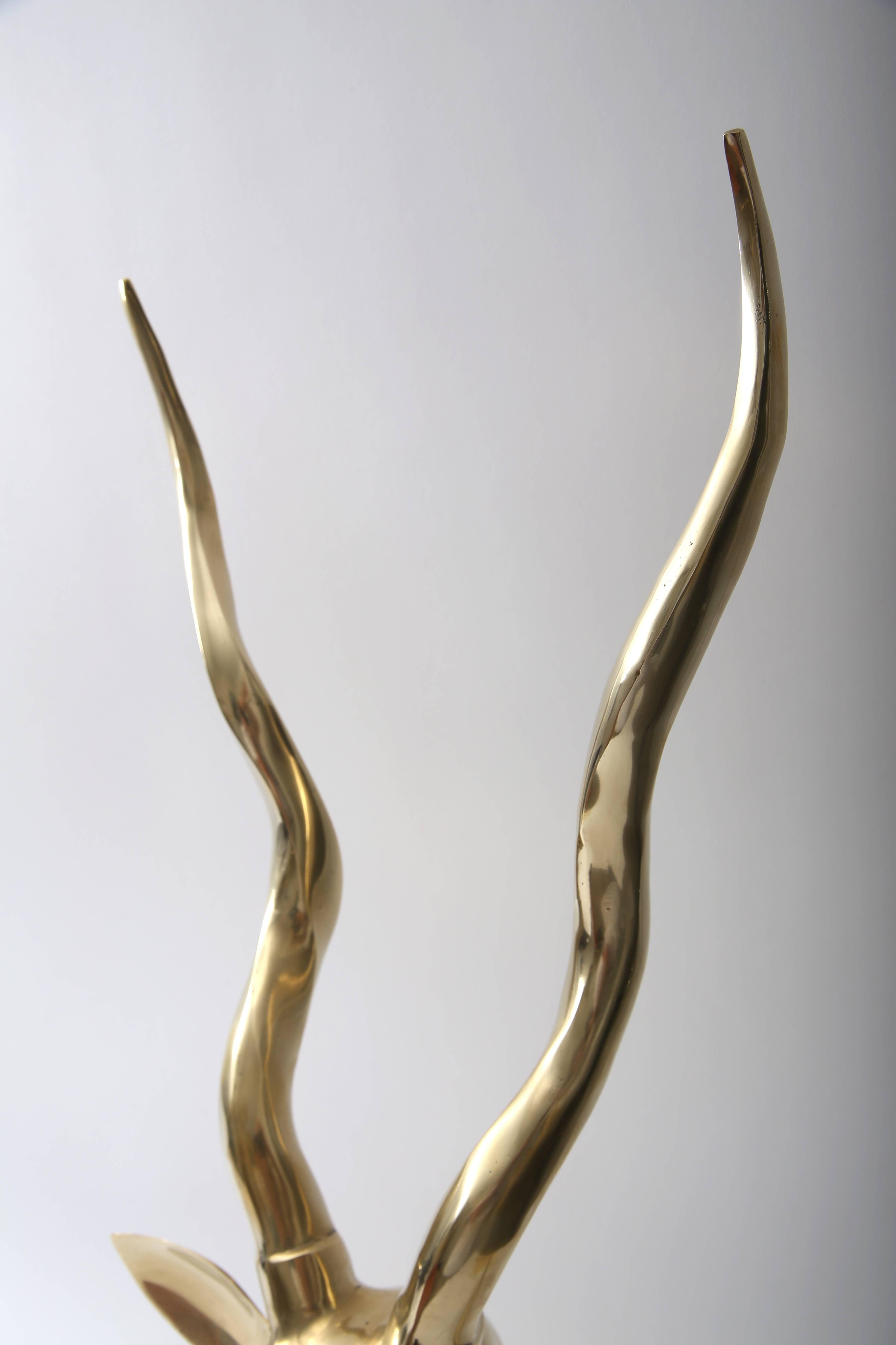 Art Deco Style Brass Sculpture of a Gazelle Head 1