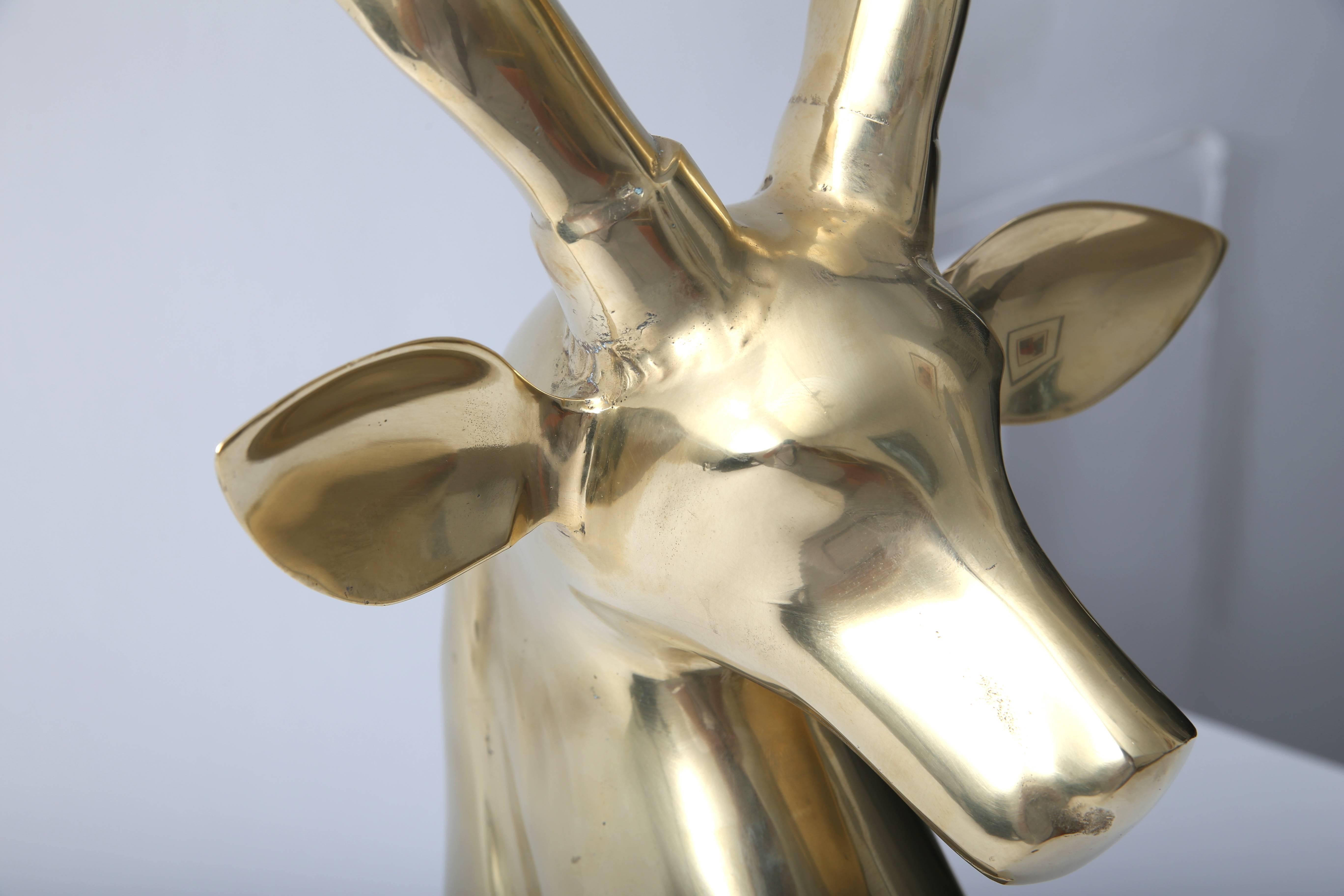 Art Deco Style Brass Sculpture of a Gazelle Head 2