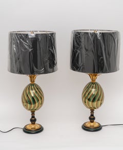 Vintage Pair of Egg Form Table Lamps by Maison Jansen