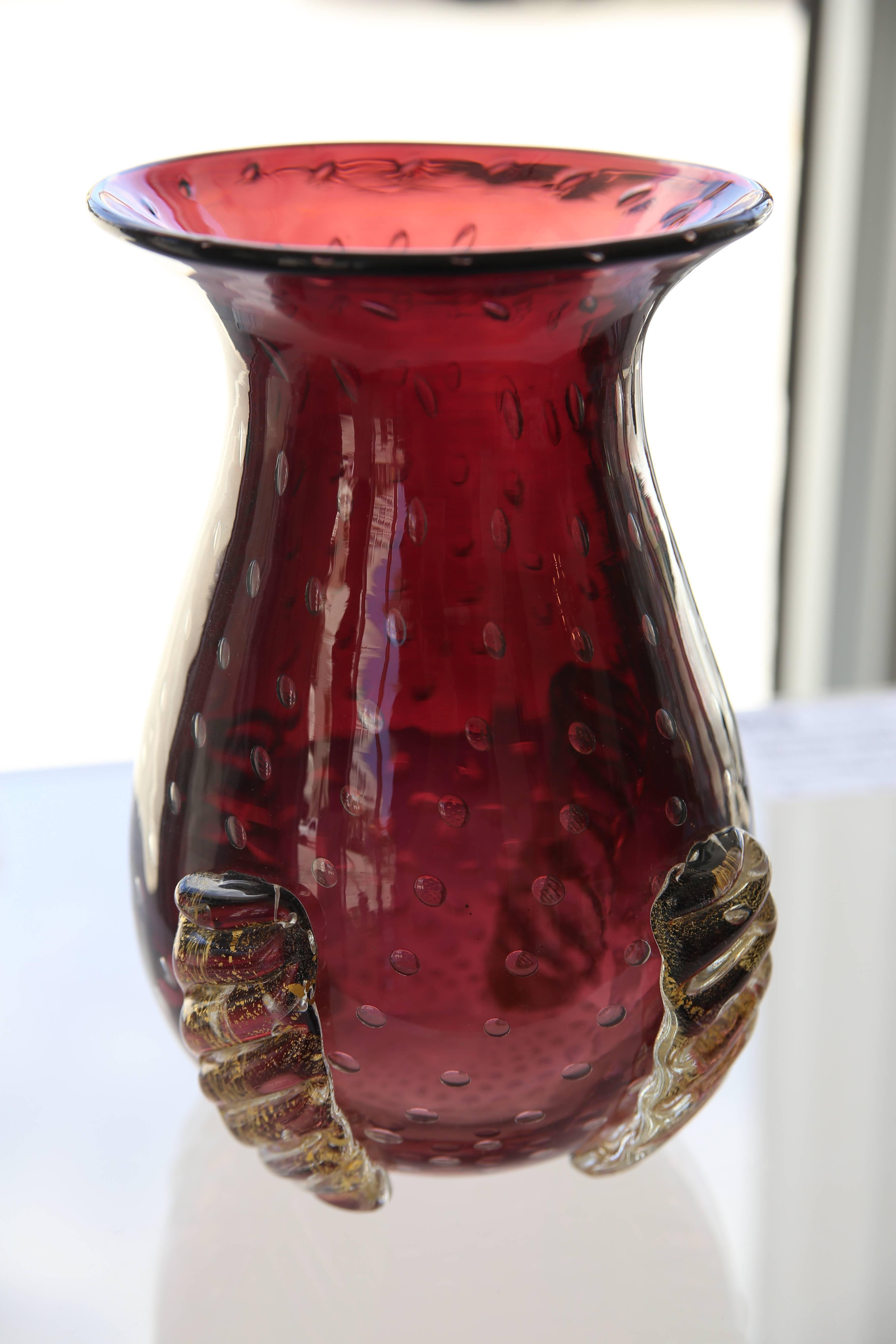  Aubergene Coloration Murano Glass Vase For Sale 2