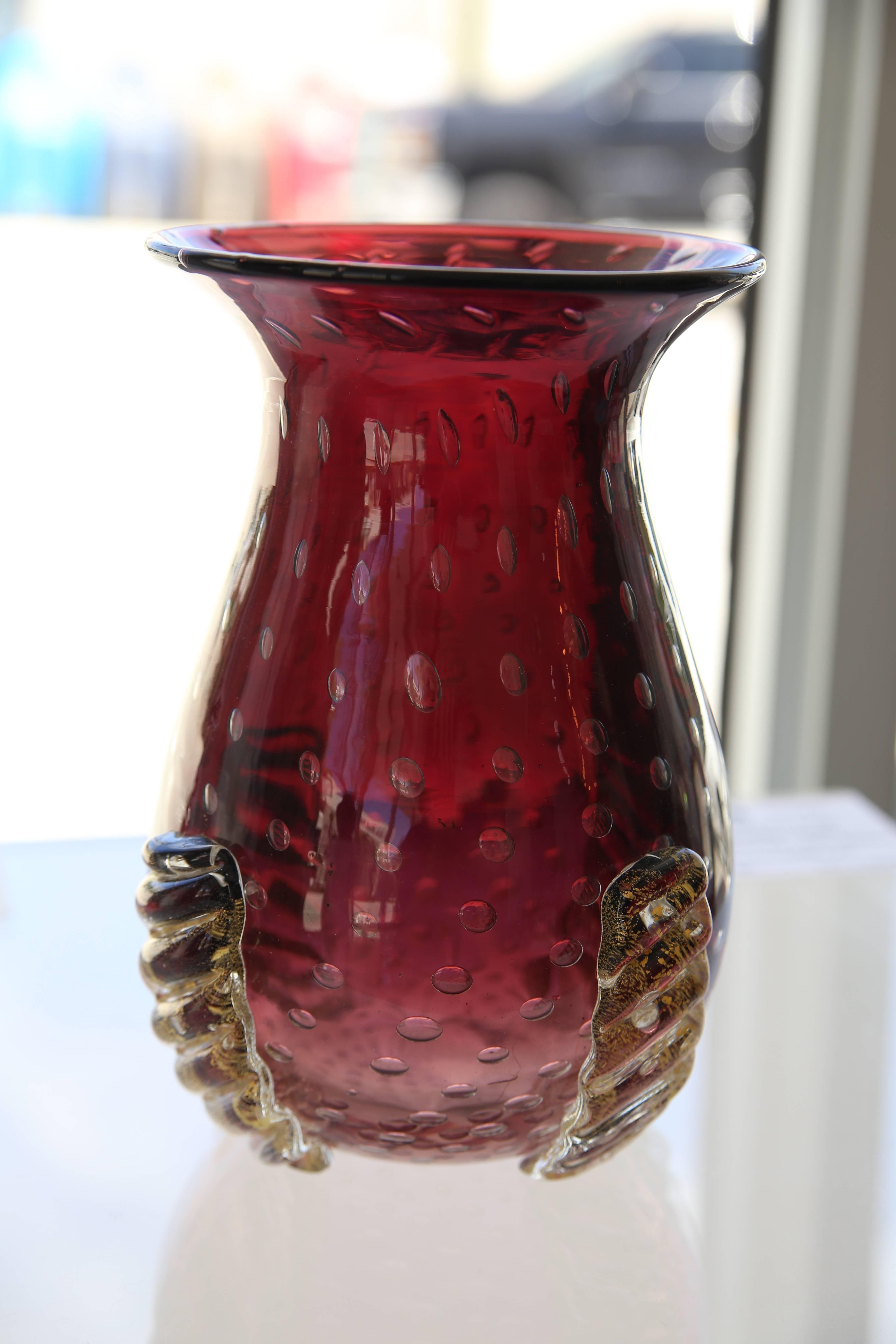  Aubergene Coloration Murano Glass Vase For Sale 3