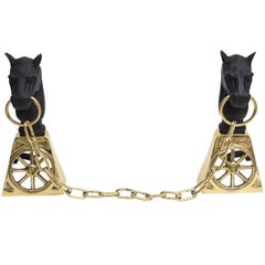 Vintage  Fireplace Andirons with Horse Heads