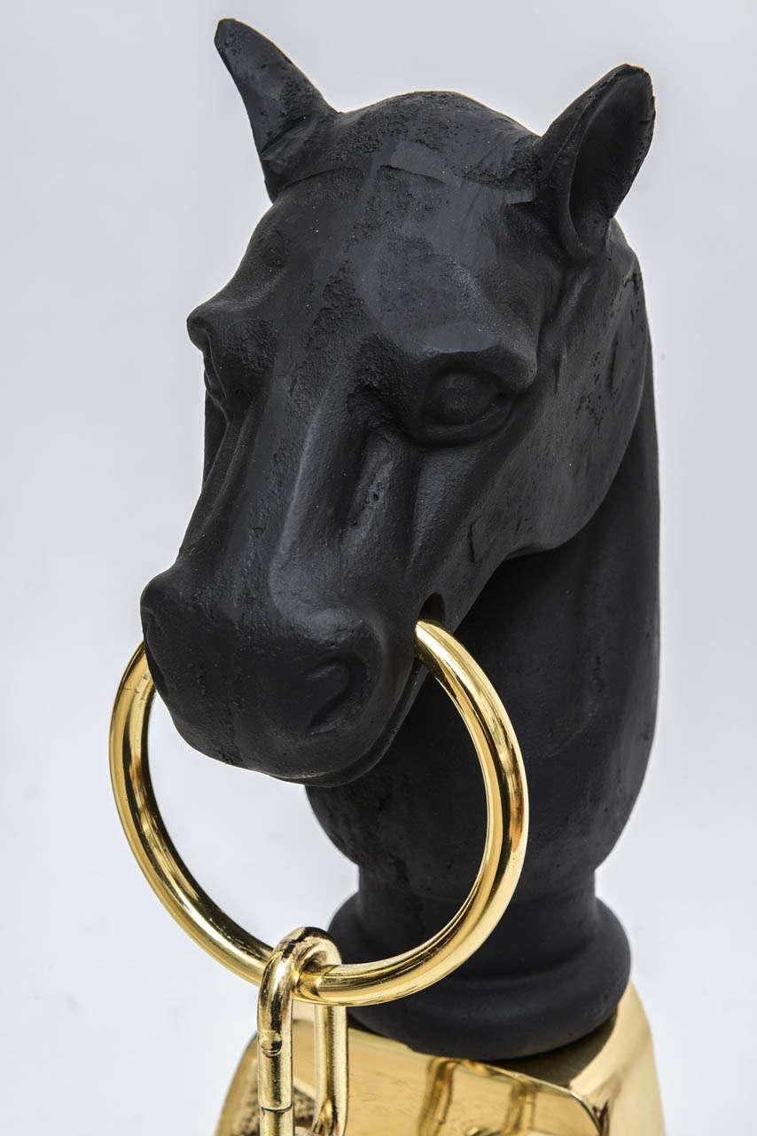 Brass  Fireplace Andirons with Horse Heads