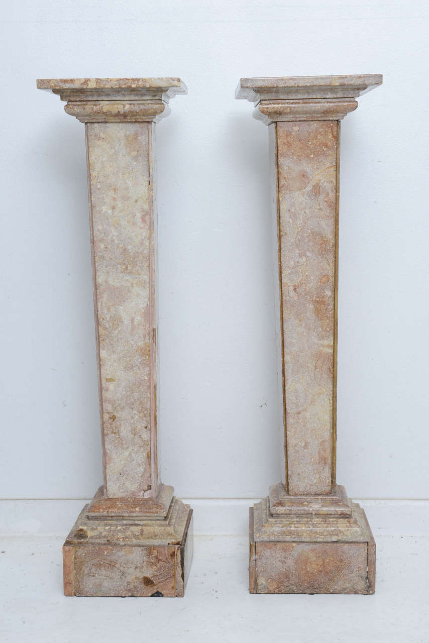 Pair of 18th Century Marble Pedestals 4