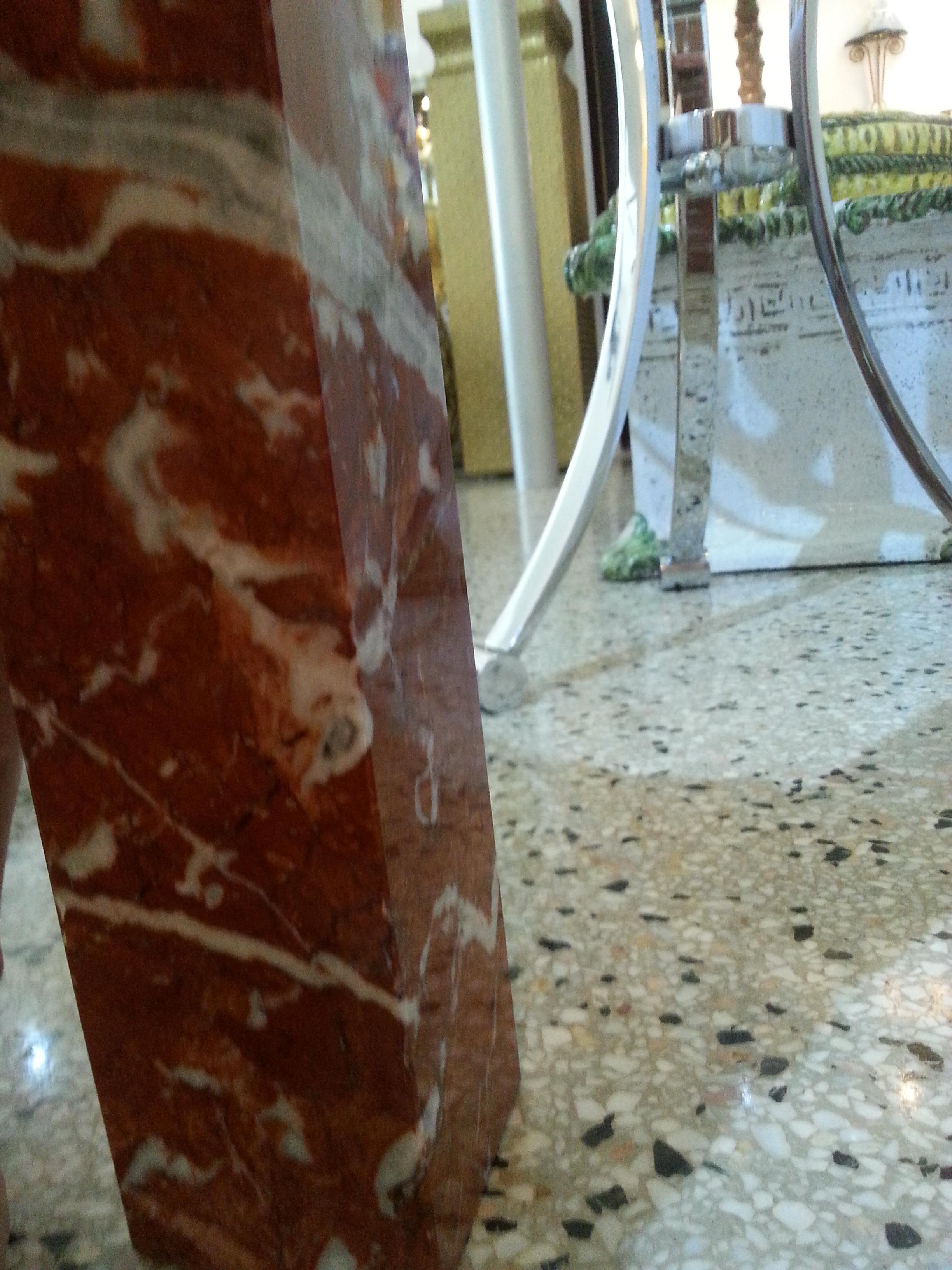 Karl Springer Style Marble and Glass Console For Sale 3