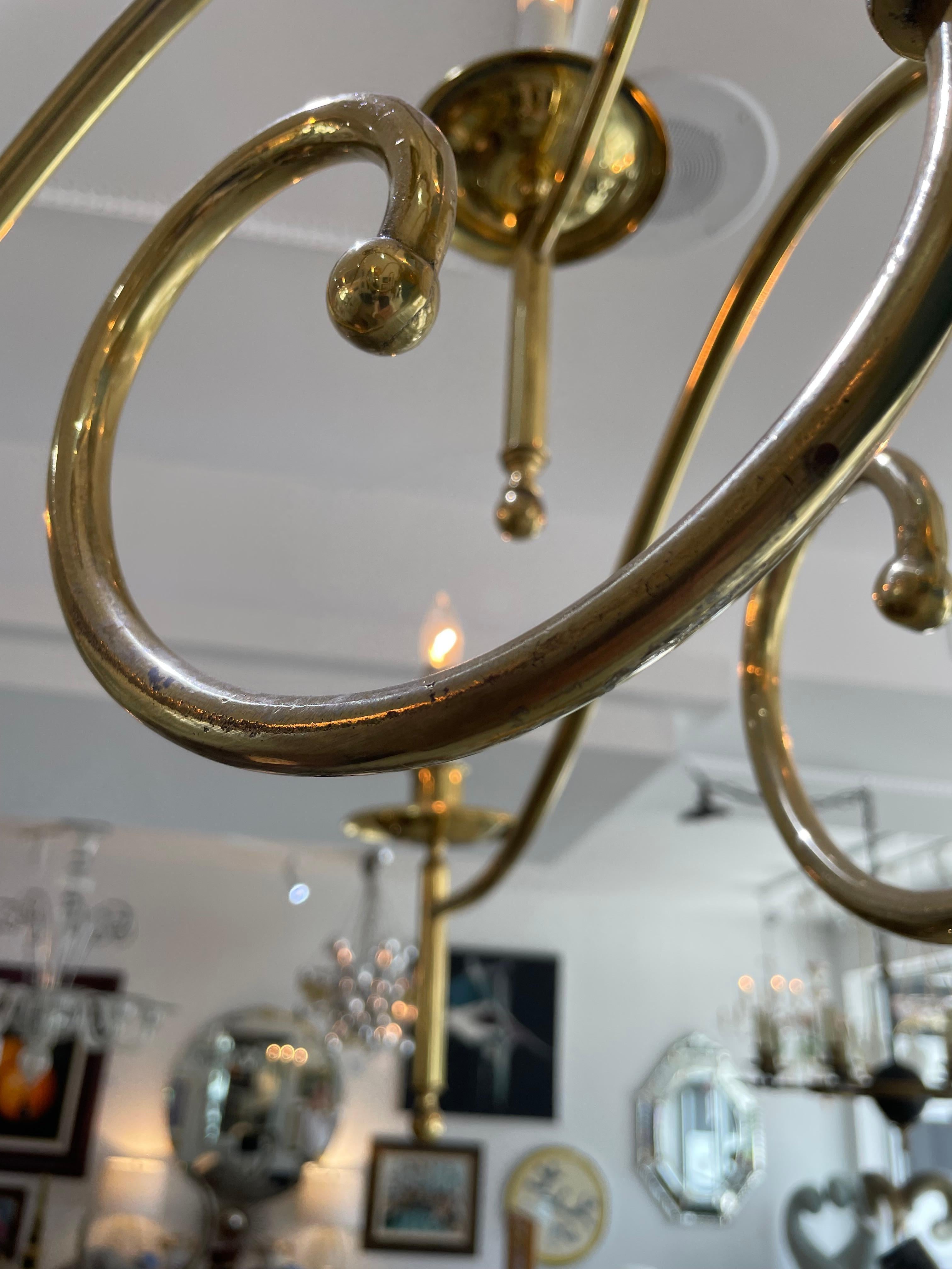 Lampadario italiano in ottone e blu Robins Egg 10