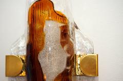 Pair of Mid-Century Modern Murano Glass Wall Sconces, Mazzega, Italy, 1960s
