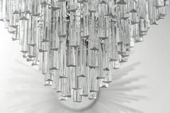 Large Mid-Century Modern Camer Glass Chandelier with Clear Murano Venini Prisms