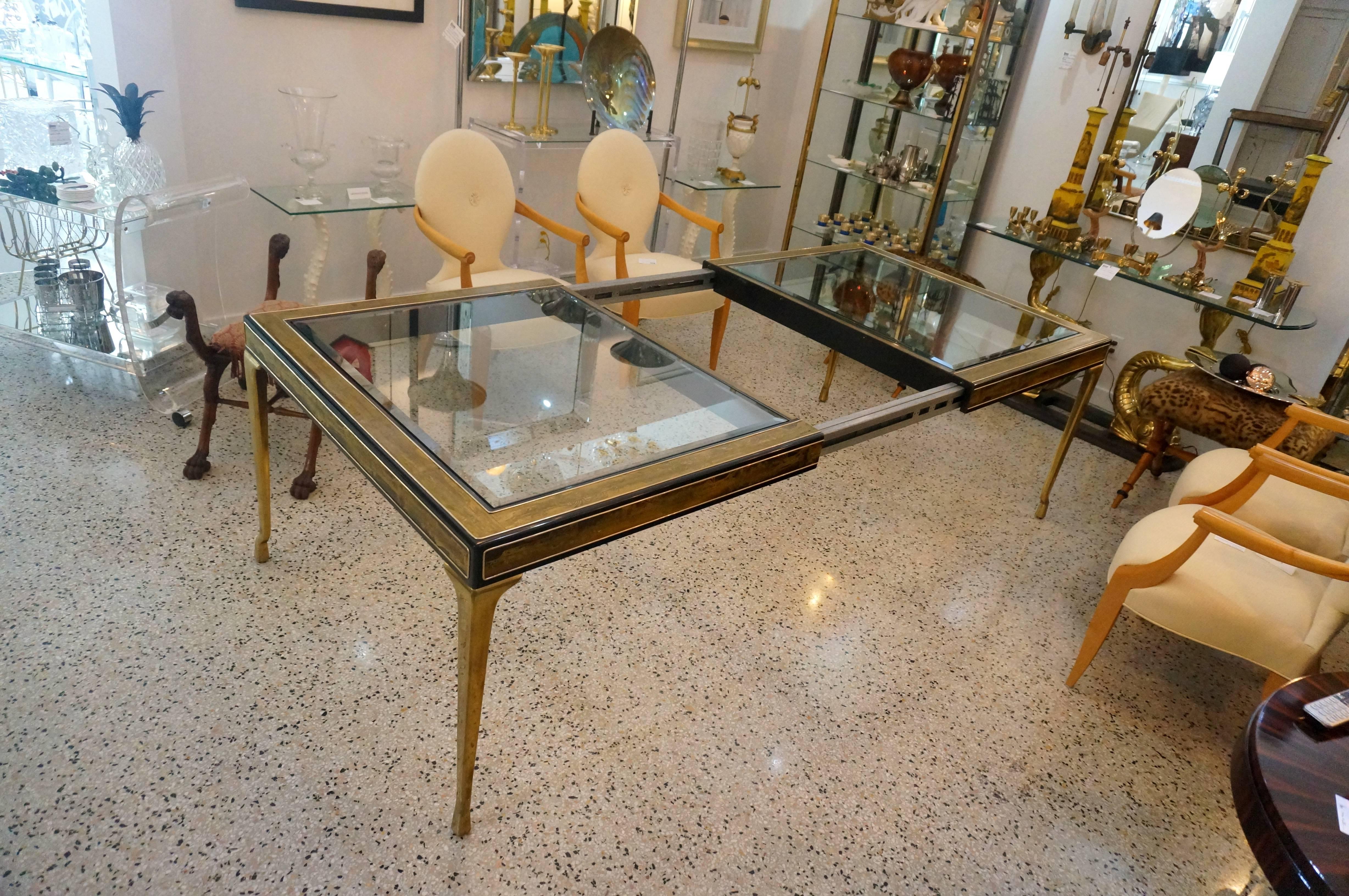 Rectangular Dining Table Brass and Glass by Bernhard Rohne for Mastercraft 2