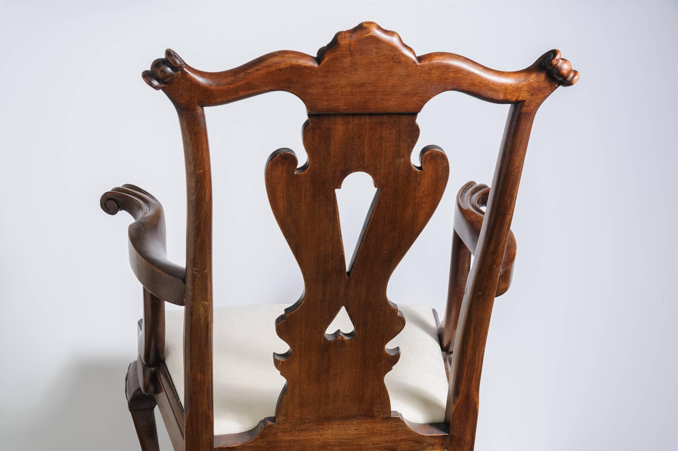 Set of Six 19th Century English, Chippendale Style Mahogany Dining Chairs 3