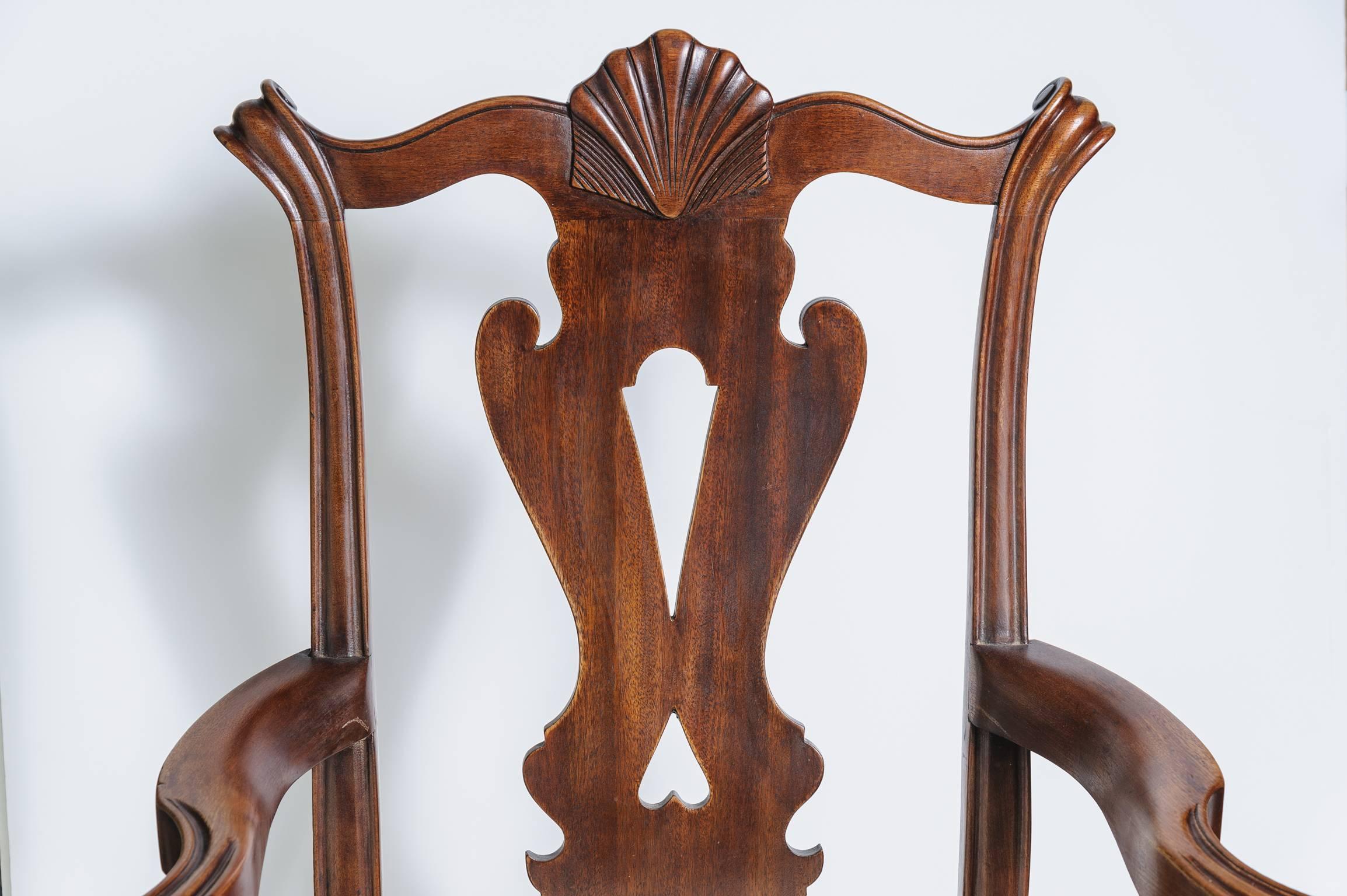 Set of Six 19th Century English, Chippendale Style Mahogany Dining Chairs 5