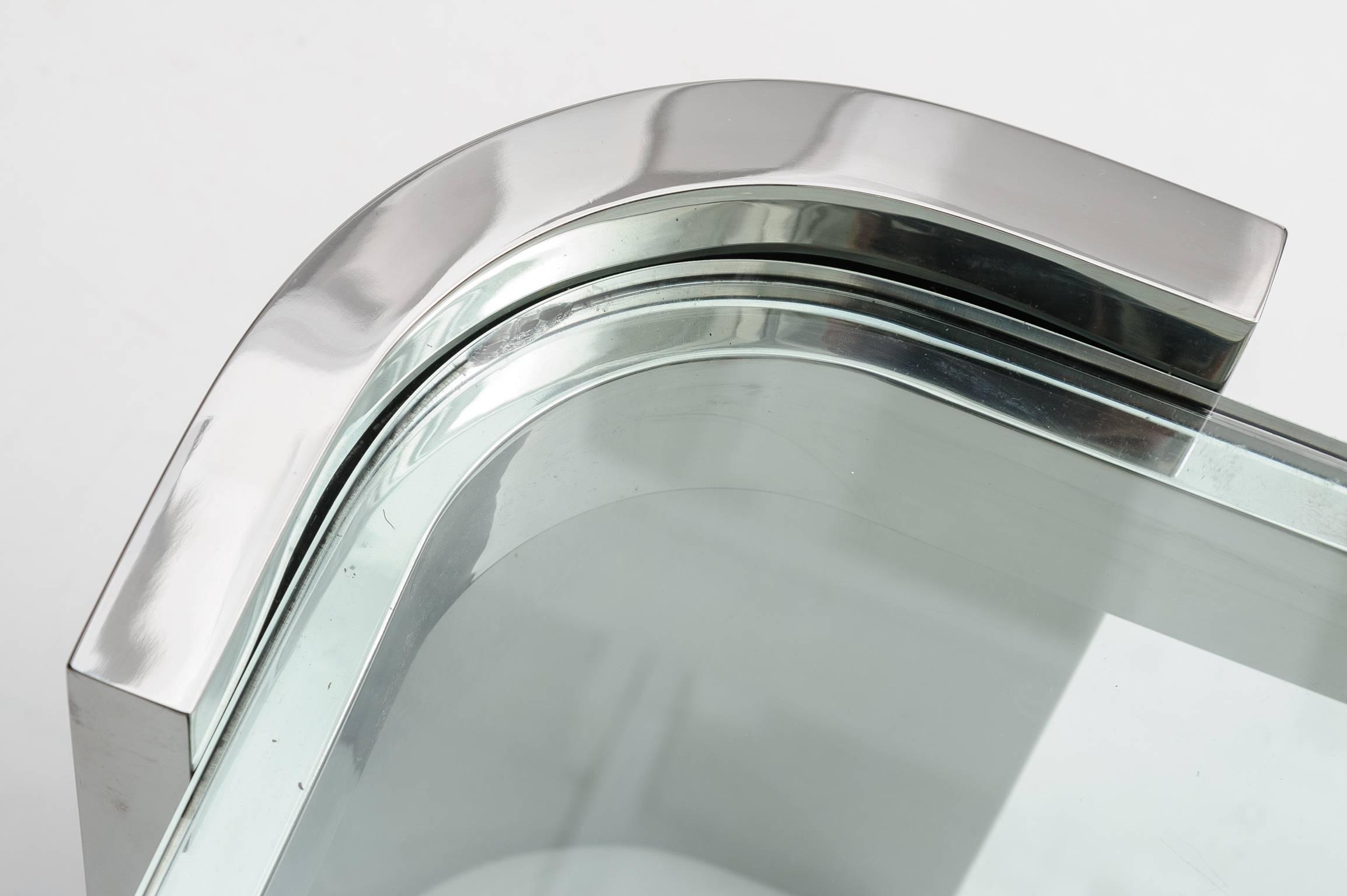 Polished Steel and Glass Square Cocktail Table, Pace Collection 4