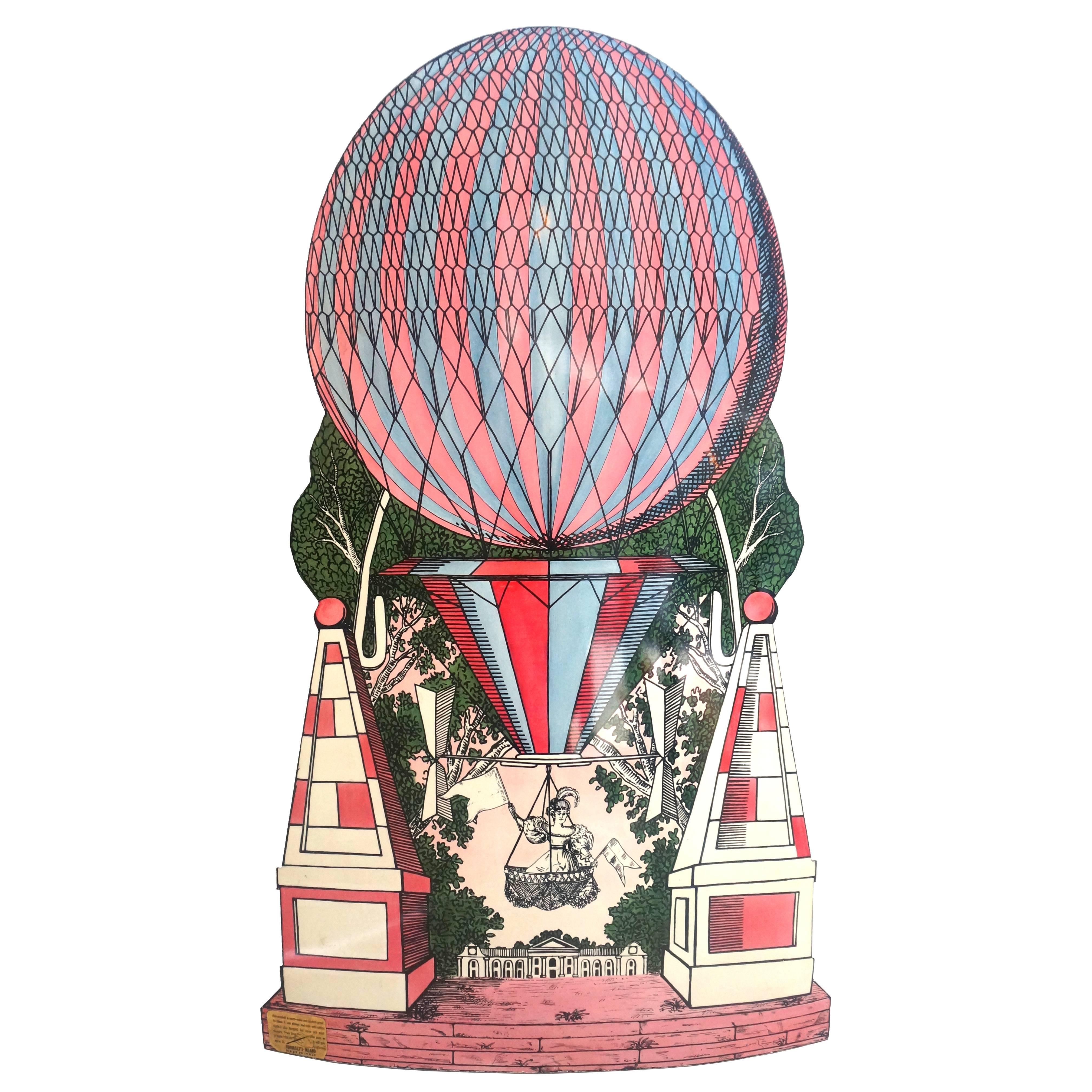 Mid-Century Hollywood Regency, Fornasetti Umbrella Stand, Hot Air Balloon Motif