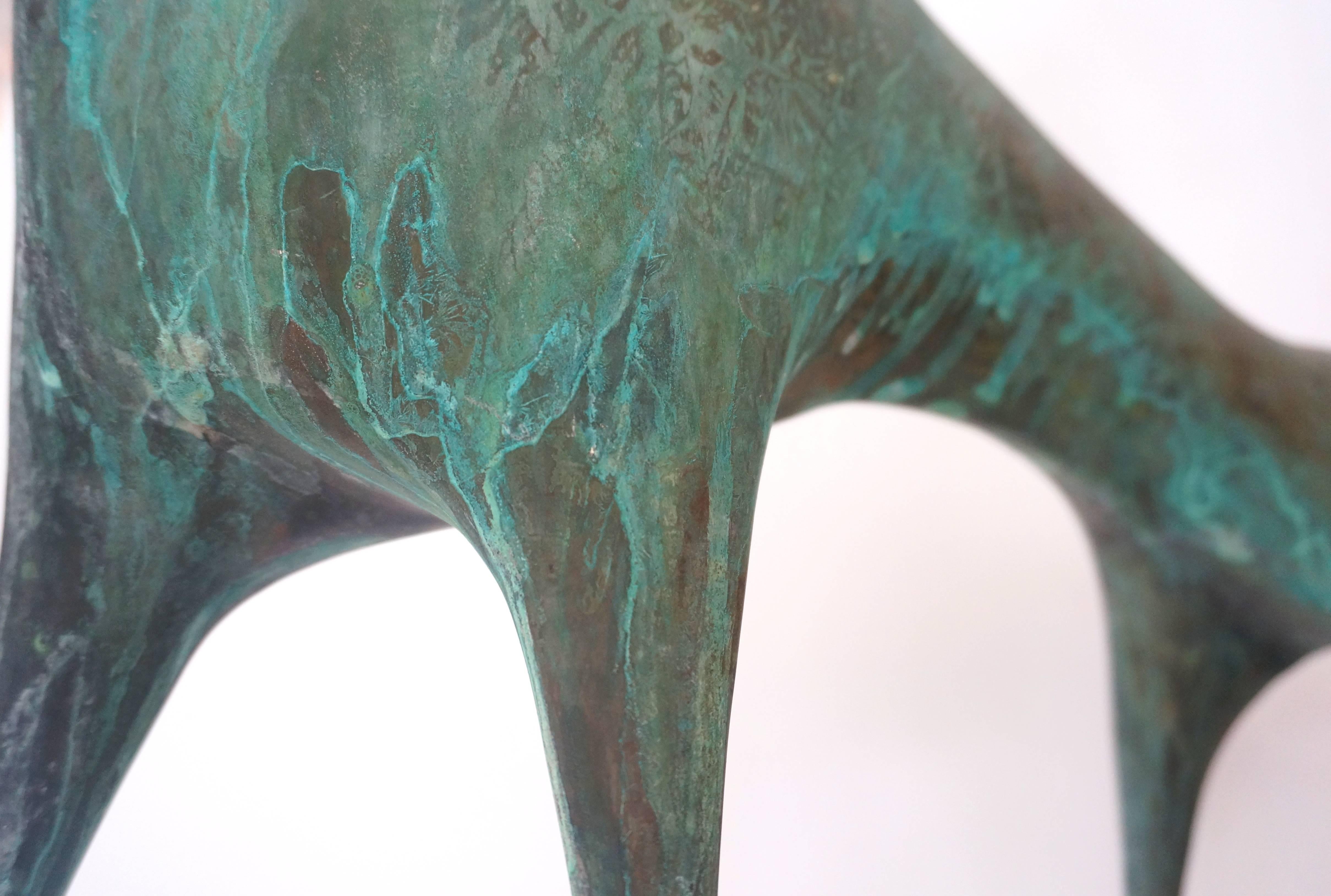Mid-Century Modern 1960s, Verdigris-Bronze Etruscan Horse Sculpture, Style of Boris Lovet-Lorski