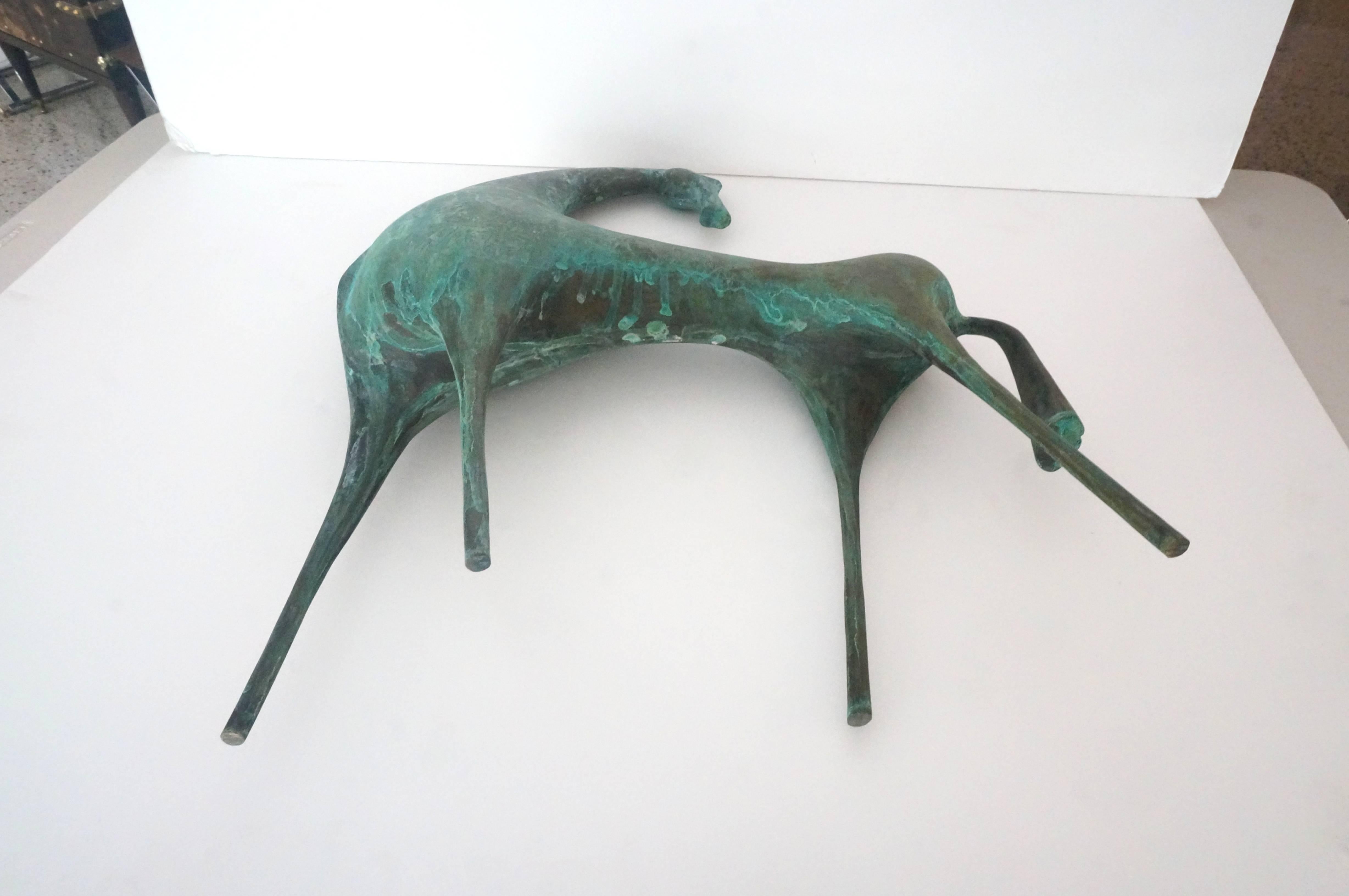 1960s, Verdigris-Bronze Etruscan Horse Sculpture, Style of Boris Lovet-Lorski 1