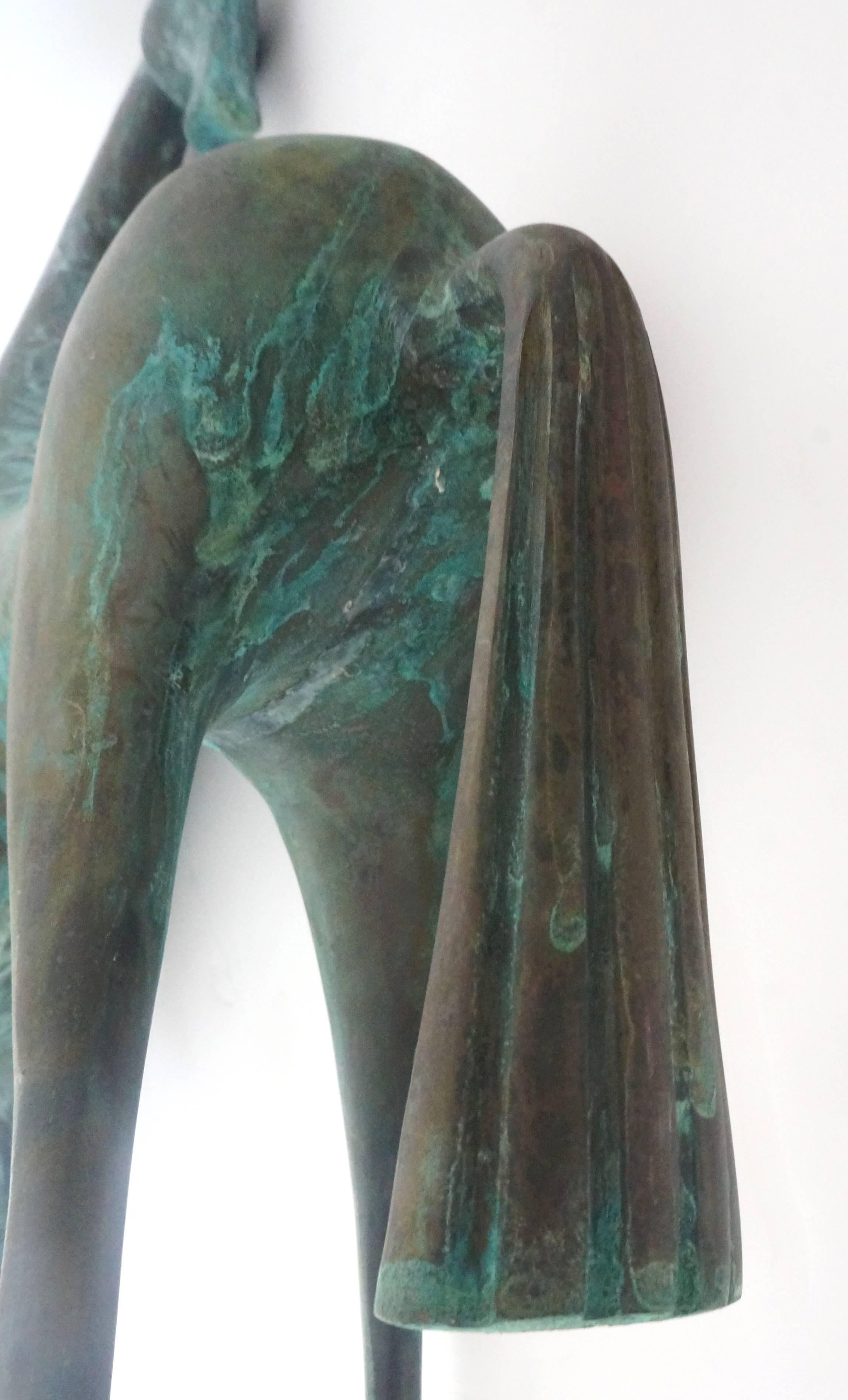 1960s, Verdigris-Bronze Etruscan Horse Sculpture, Style of Boris Lovet-Lorski 2