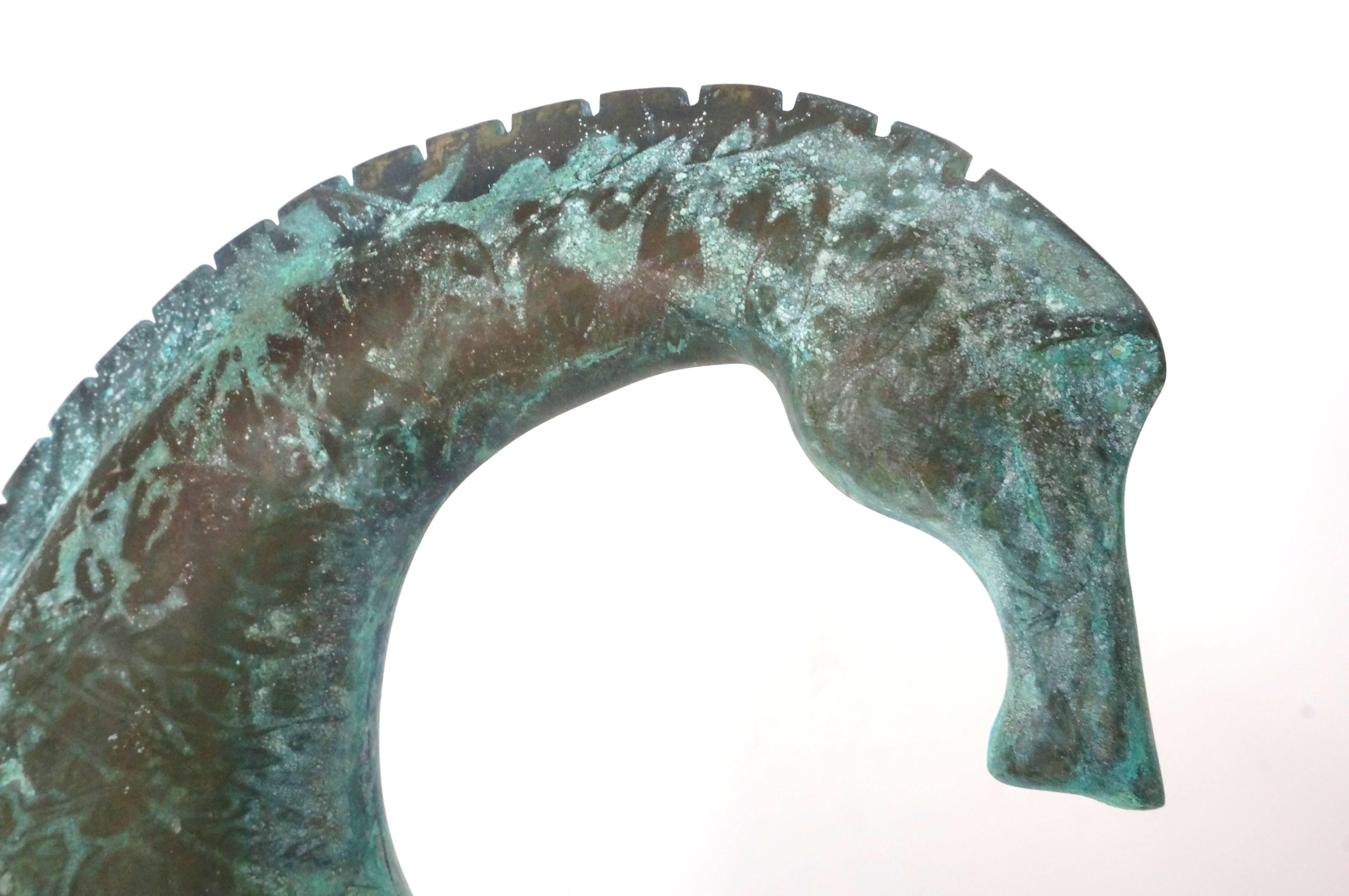 1960s, Verdigris-Bronze Etruscan Horse Sculpture, Style of Boris Lovet-Lorski 4