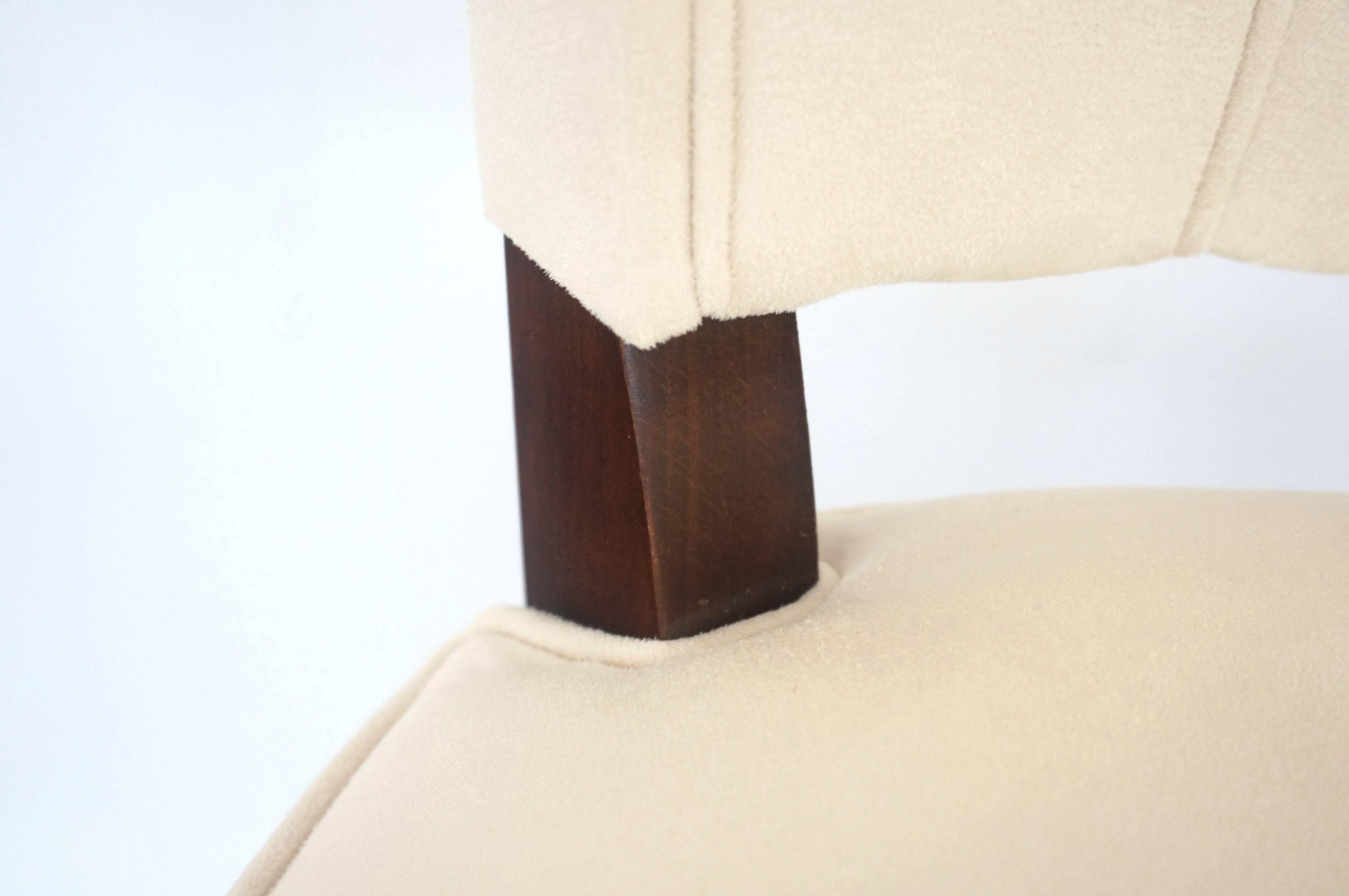 Ultrasuede Set of Six Dining Room Side Chairs