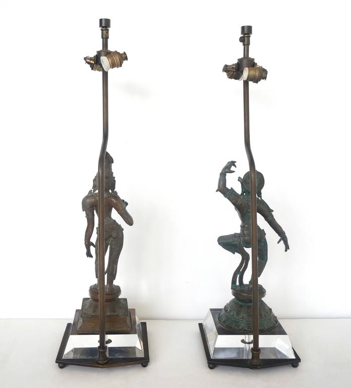 Pair of Table Lamps, Bronze Sculptures of the Hindu Goddess Uma 'or