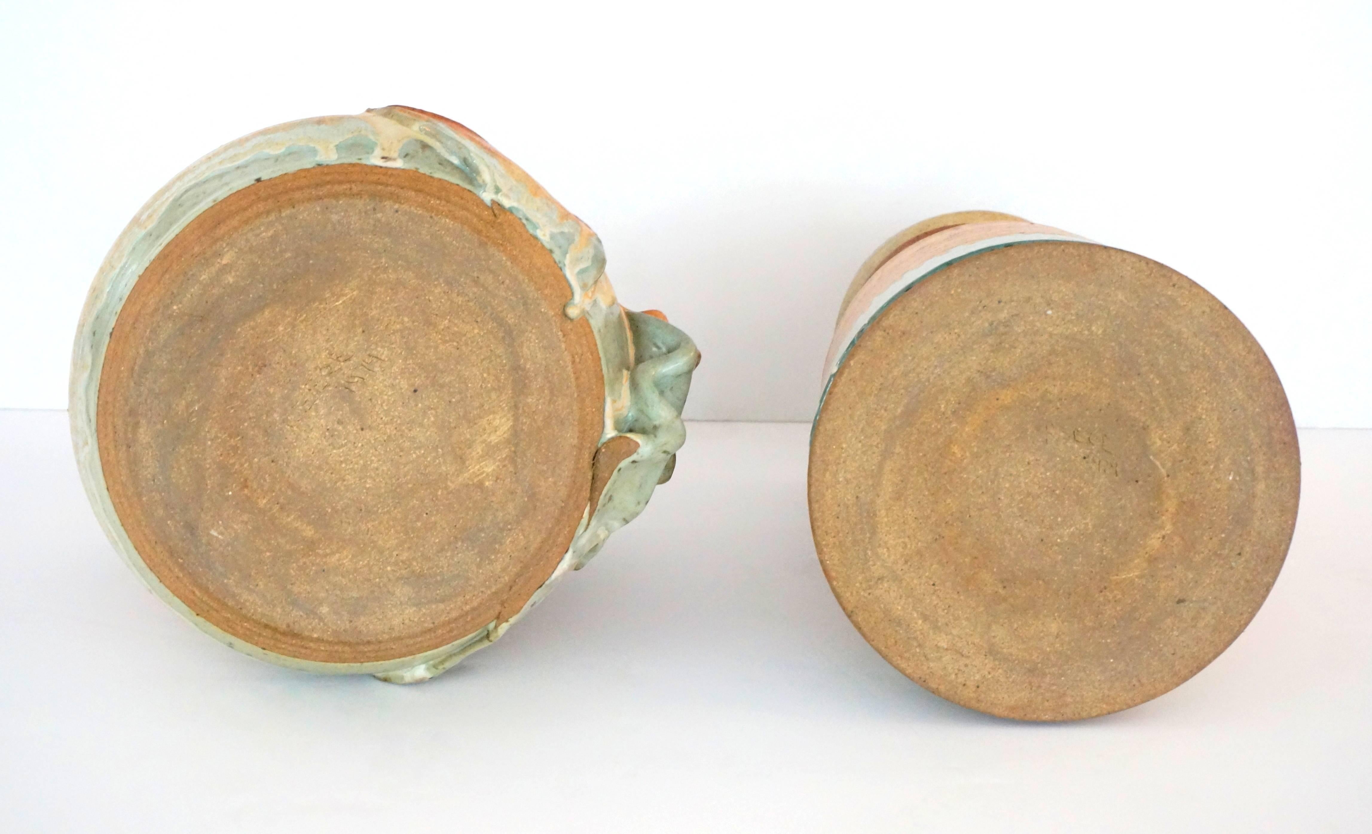 Hand-Crafted Set of Two Artisan Earthen-Ware 