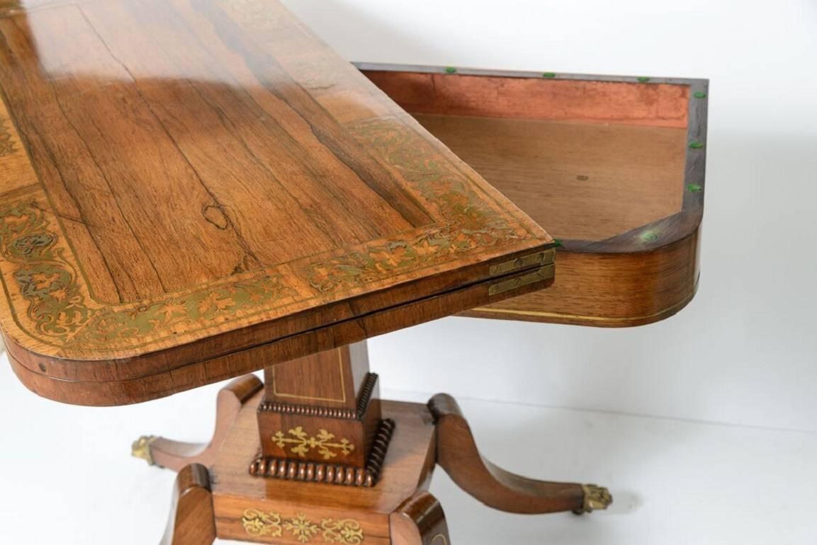 George IV Rosewood and Brass Games Table For Sale 1