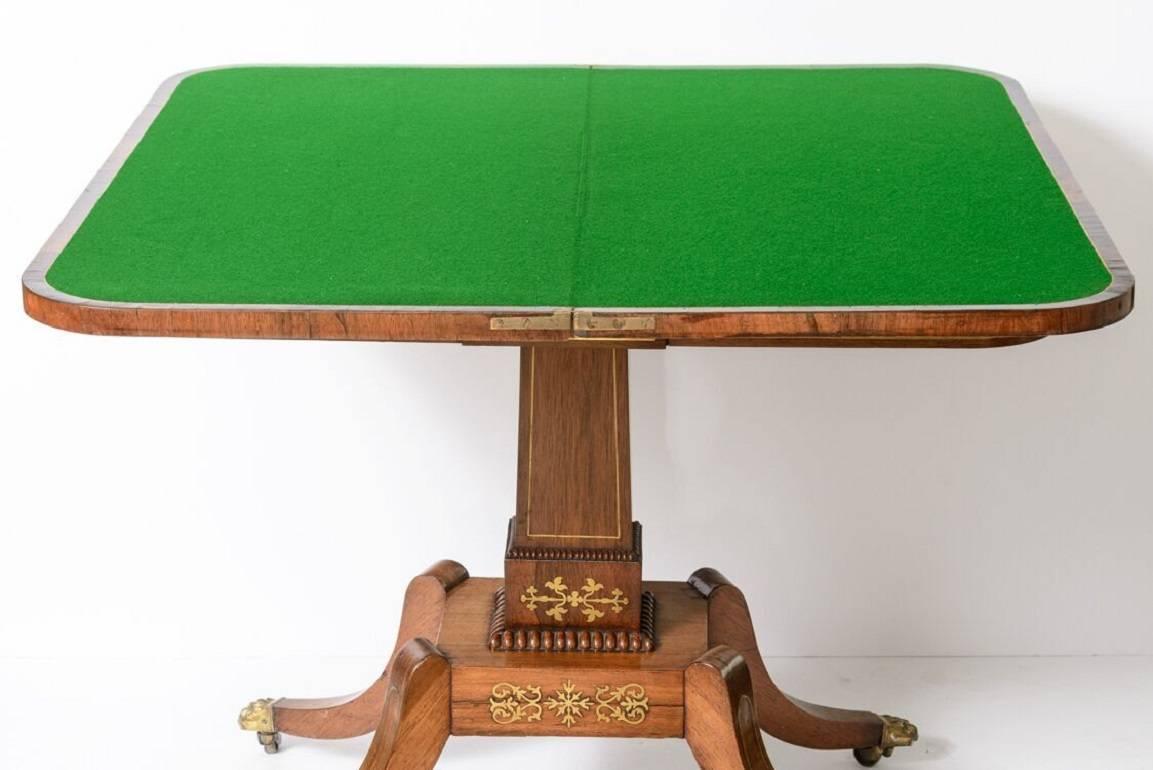 19th Century, George IV Rosewood and Brass Games Table 4