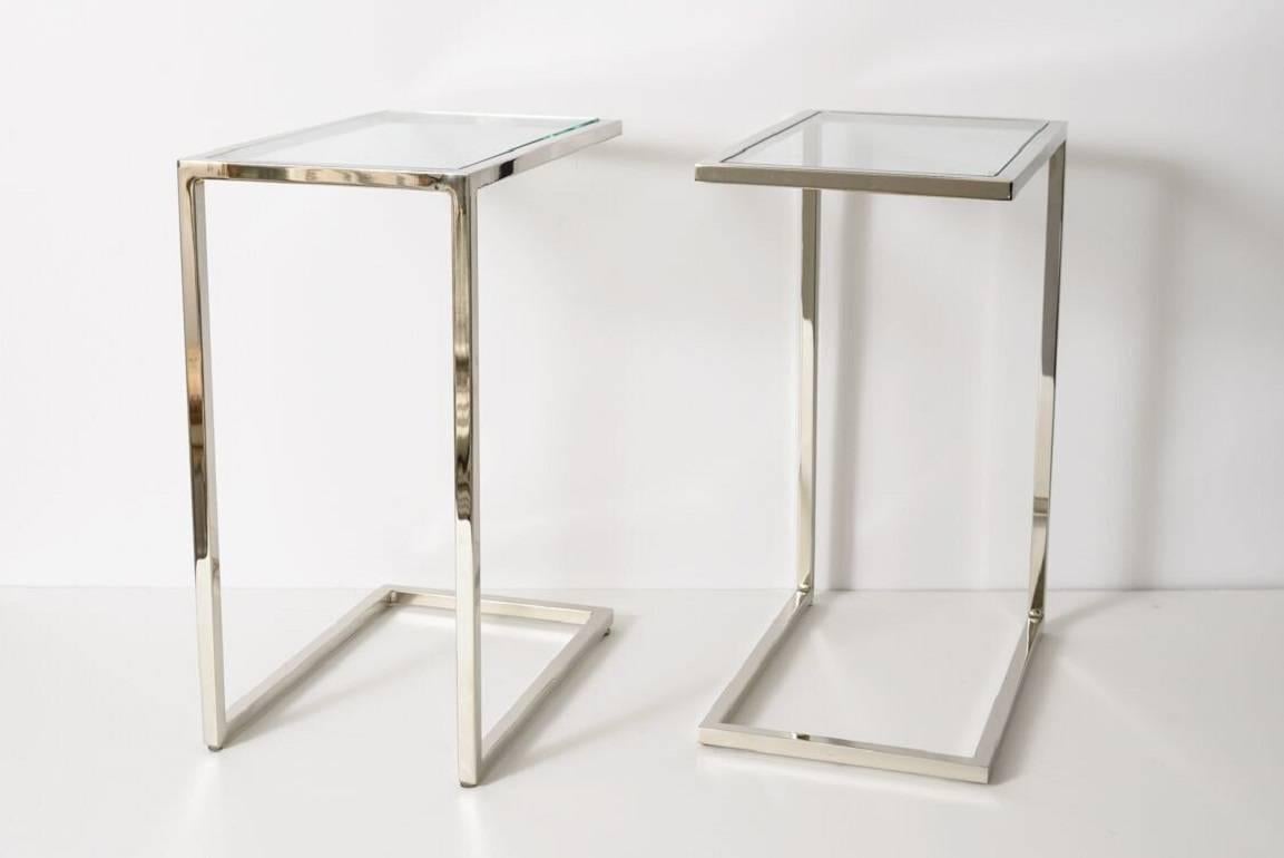 chrome sofa side table